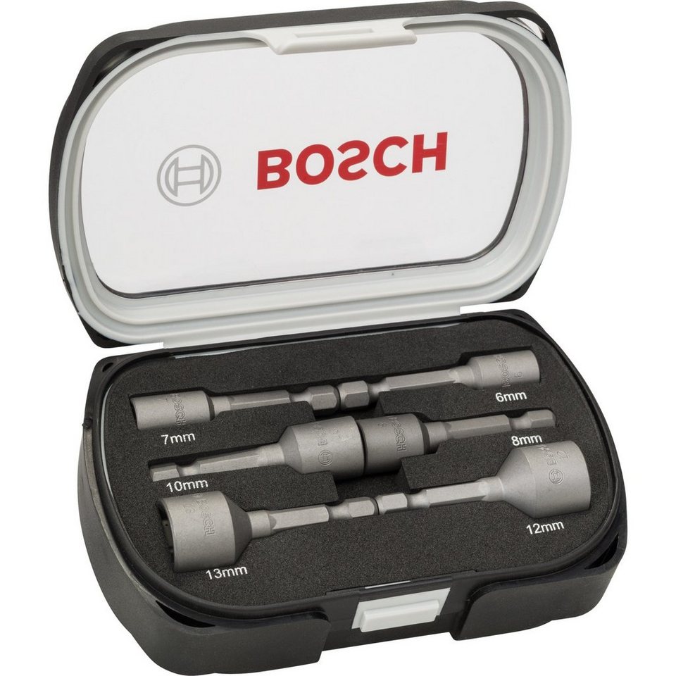 Bosch Professional Stecknüsse Steckschlüssel, Set, 6-St., 50 mm, 6 - 13,  Verwendungszweck: Haus, Auto, Werkstatt