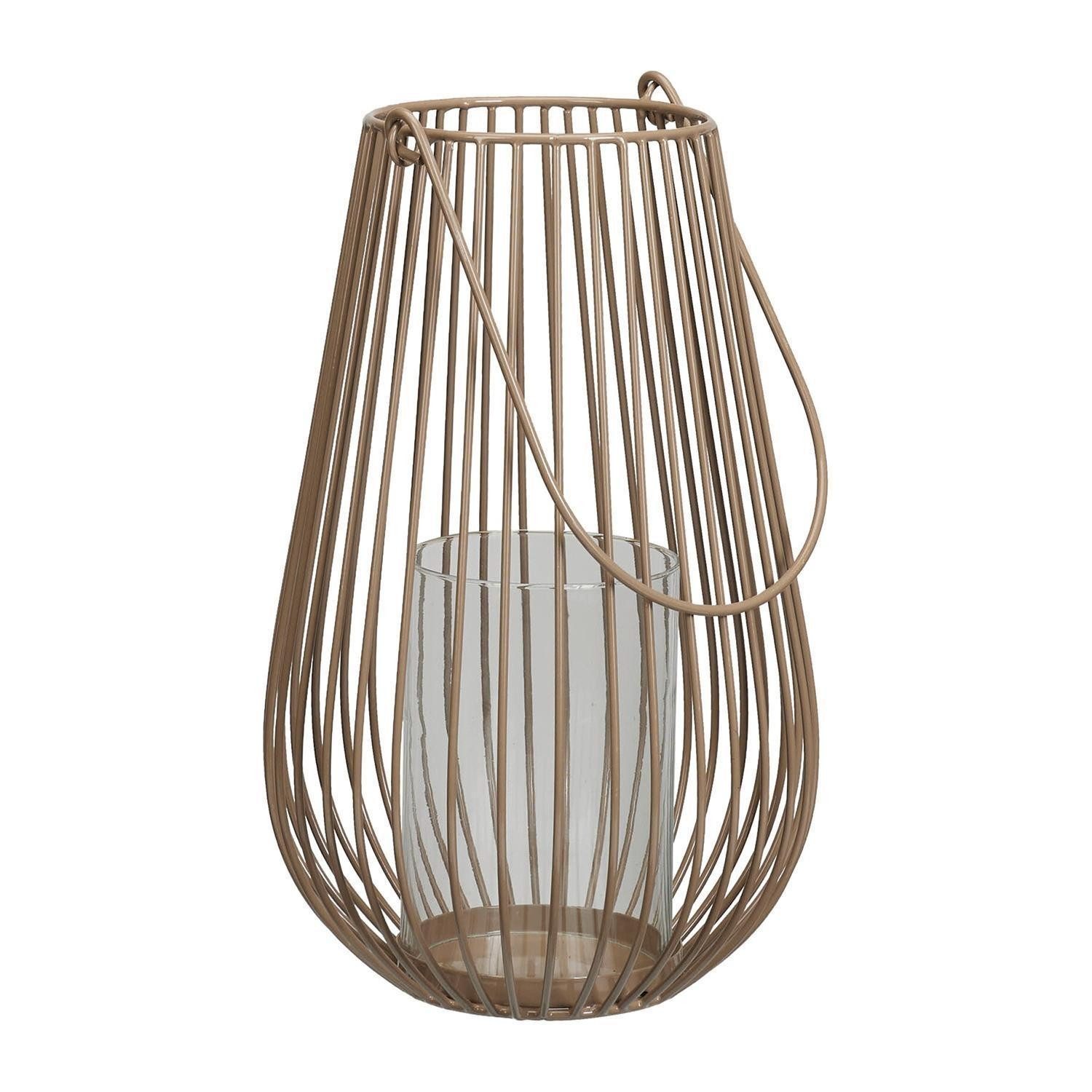 Koopman Windlicht Laterne BUGGY, H 35 cm, Beige, Eisen, (1 St), mit Glaseinsatz