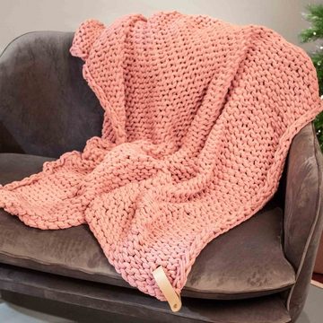 Tagesdecke, adorist, Grobstrickdecke Juna Chunky Knit, vegan rosa small 80x130cm