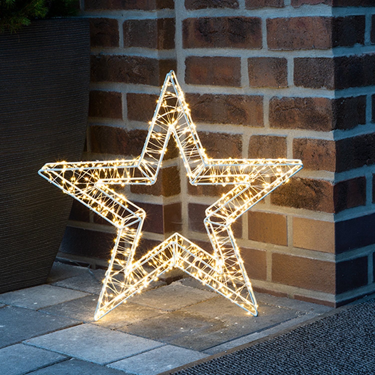 MARELIDA LED-Stern für außen LED Stern Metallstern stehend Leuchtstern 800  LED 50cm für Außen, LED Classic, warmweiß (2100K bis 3000K)