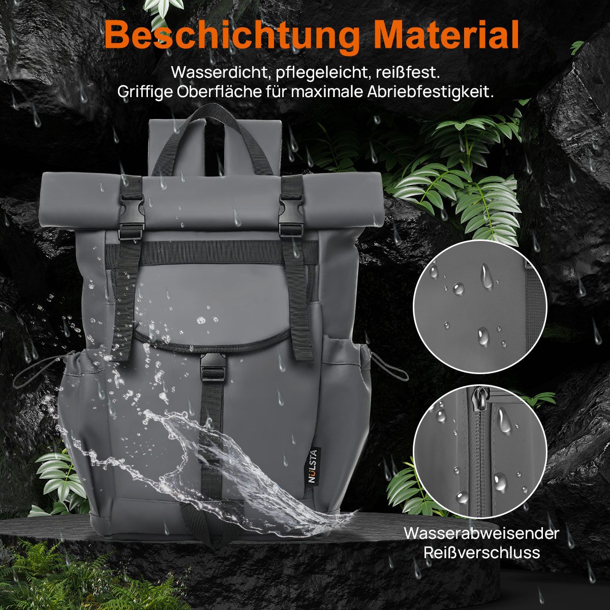 NULSTA Laptoprucksack Rolltop Rucksack Wasserdicht Herren günstig online kaufen