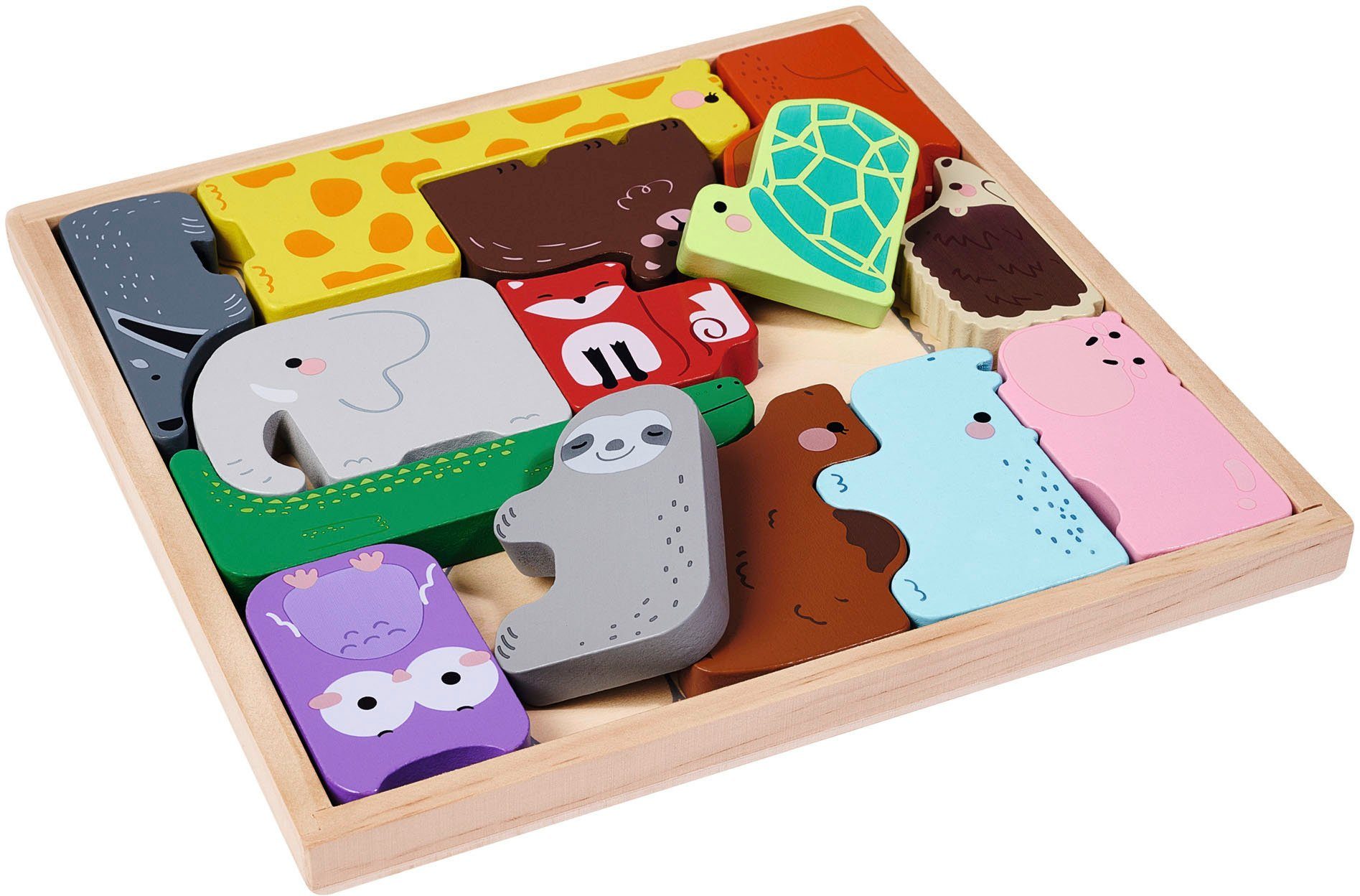 Eichhorn Lernspielzeug Holzspielzeug, Tierset in Holzbox