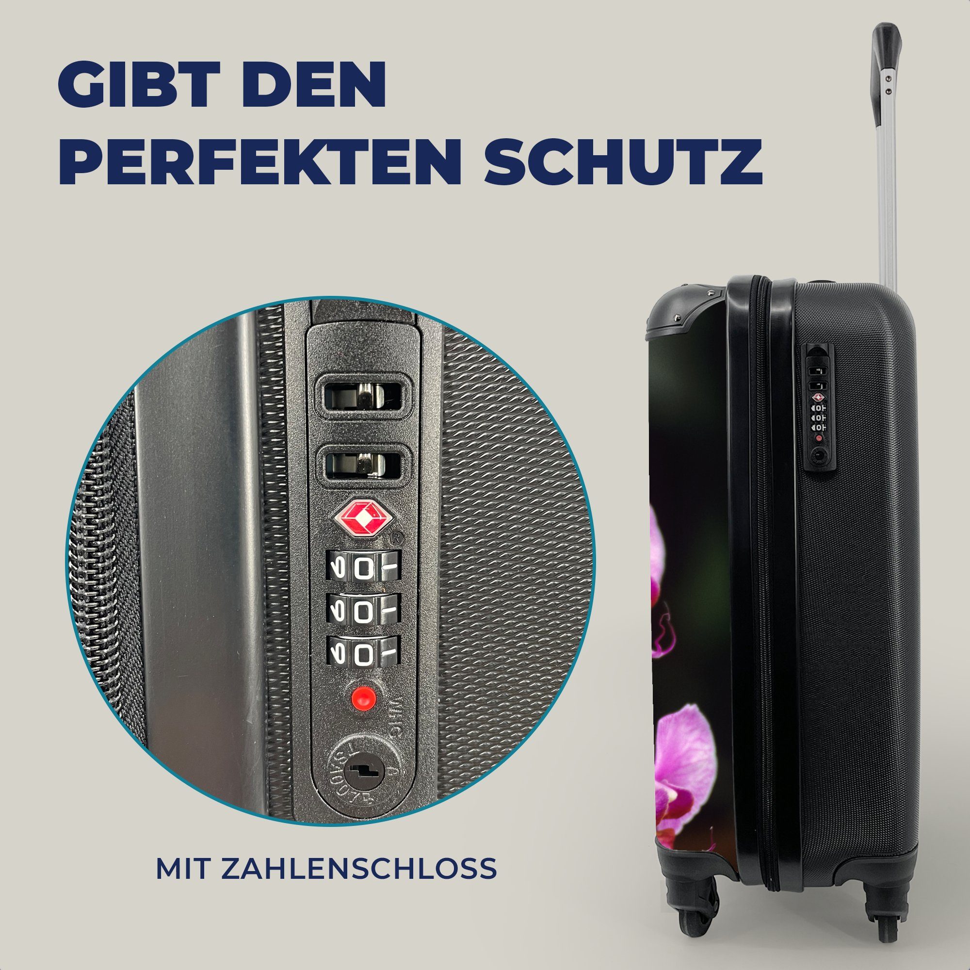 Handgepäckkoffer mit Reisetasche Rosa Reisekoffer MuchoWow Trolley, Rollen, Handgepäck rollen, Ferien, 4 für Orchidee,