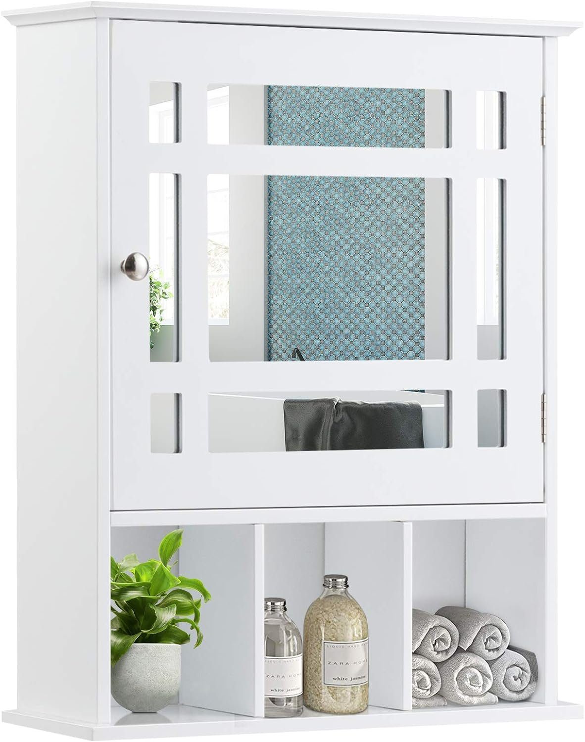 KOMFOTTEU Spiegelschrank Badschrank 50×16×61cm