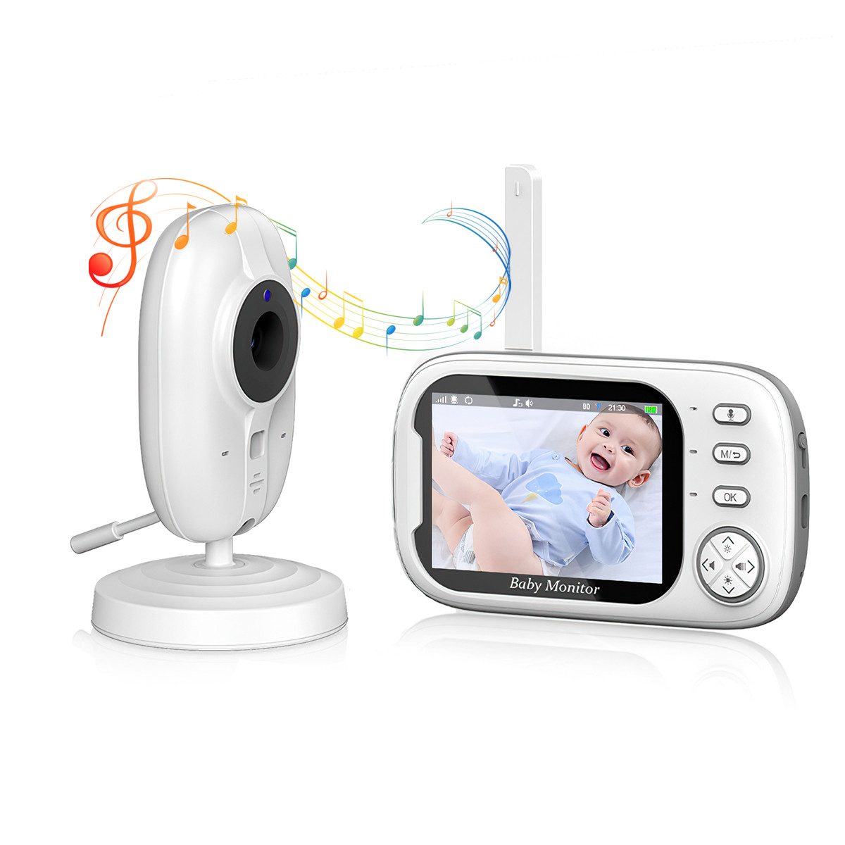 Babyphone 3,5-Zoll-Video-Babyphone mit Kamera und Audio, Temperatursensor