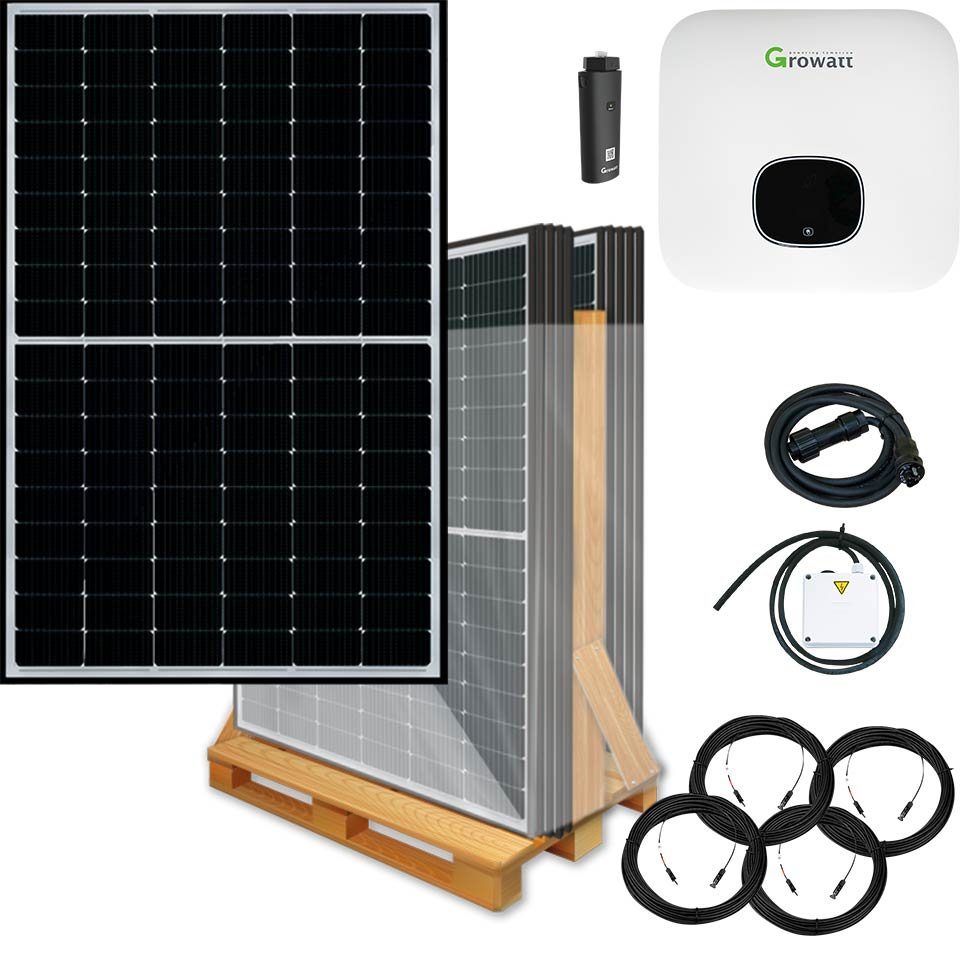 Lieckipedia 3600 Watt Plug & Play Solaranlage mit Aufputzsteckdose, Growatt Wechse Solar Panel, Black Frame