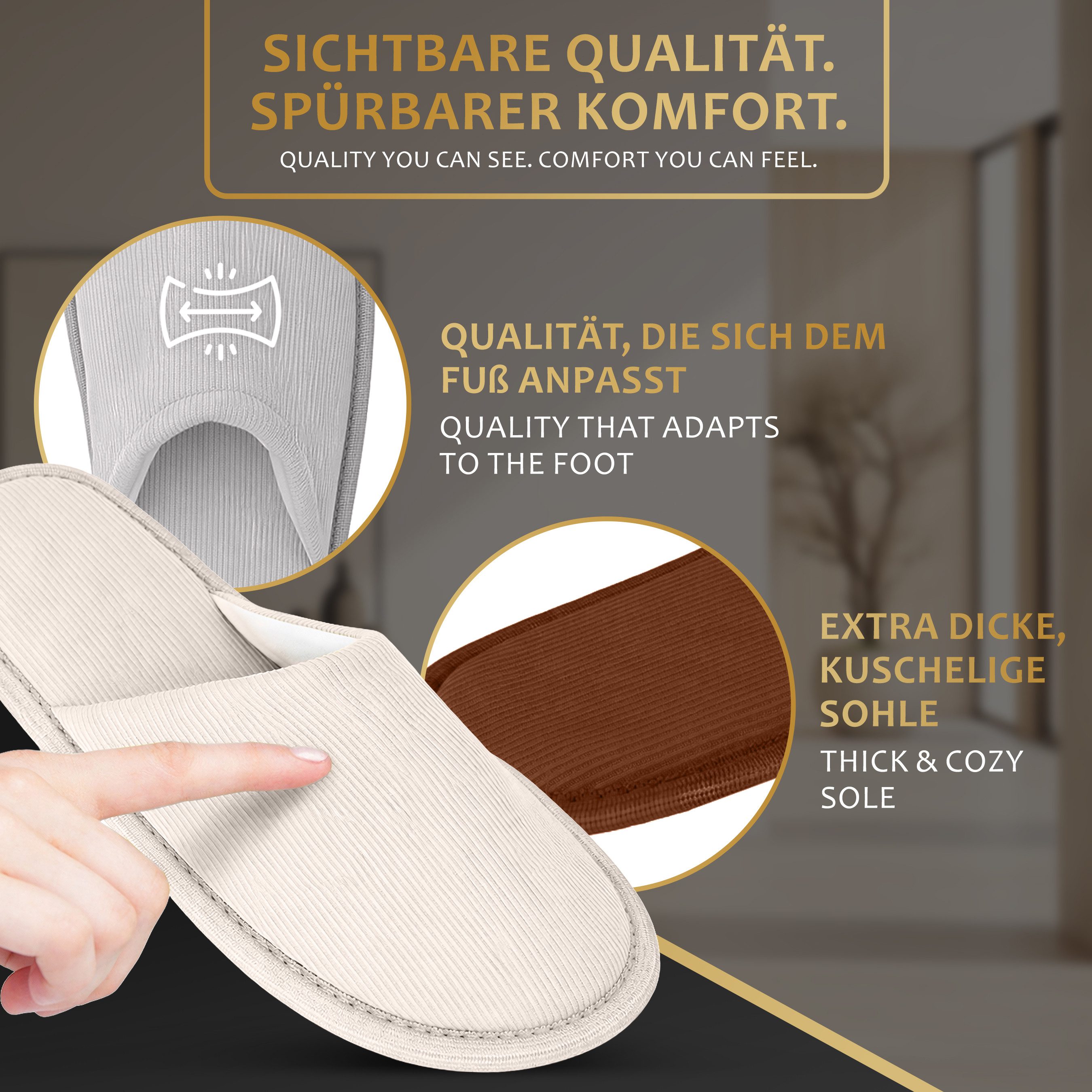 ONVAYA Premium Gästehausschuhe Set „Fuchs“, Guest Slippers Hausschuh