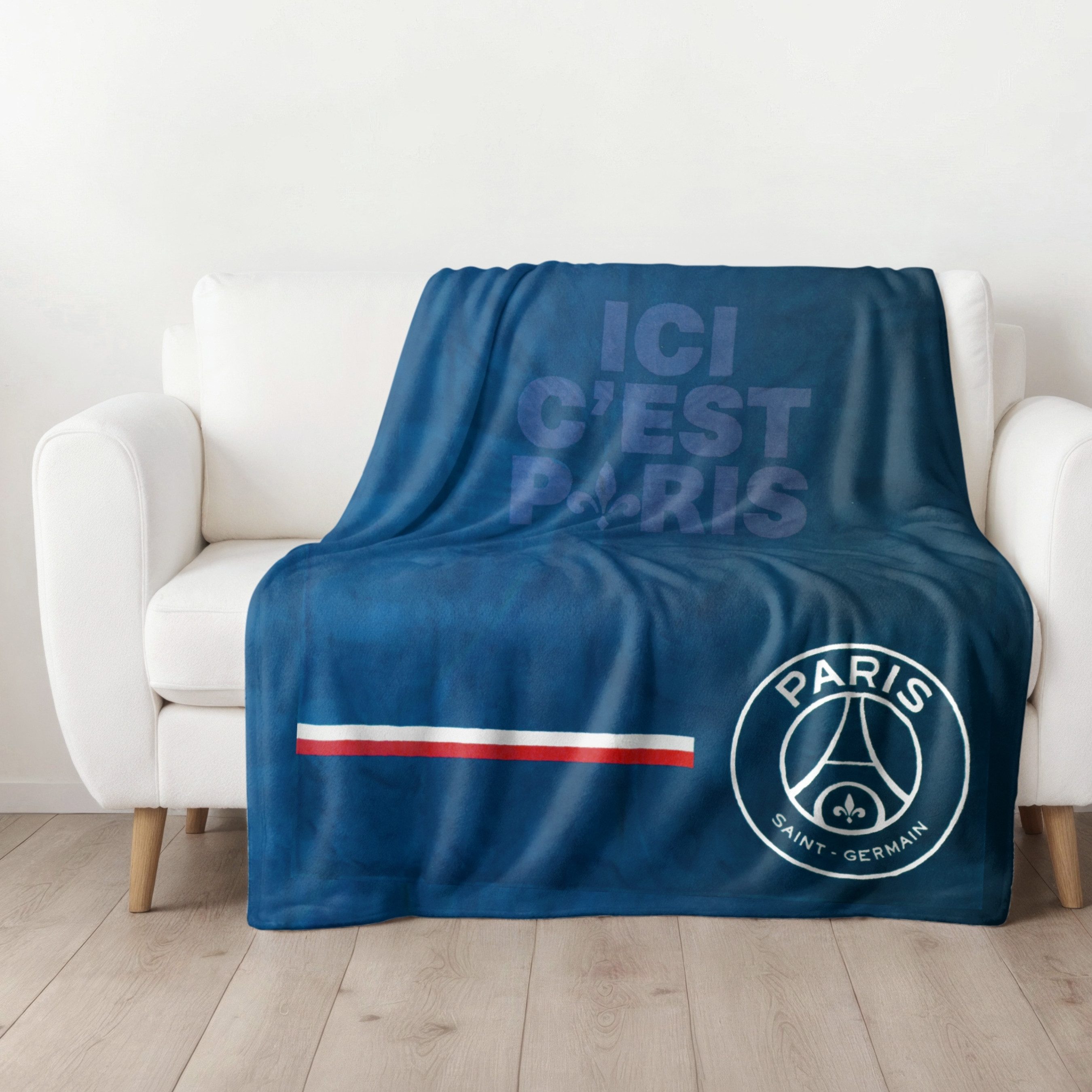 Wohndecke Paris Saint-Germain Fleecedecke in Blau, 125 × 150 cm, MTOnlinehandel, Kuscheldecke perfekt für entspannte Fußballabende