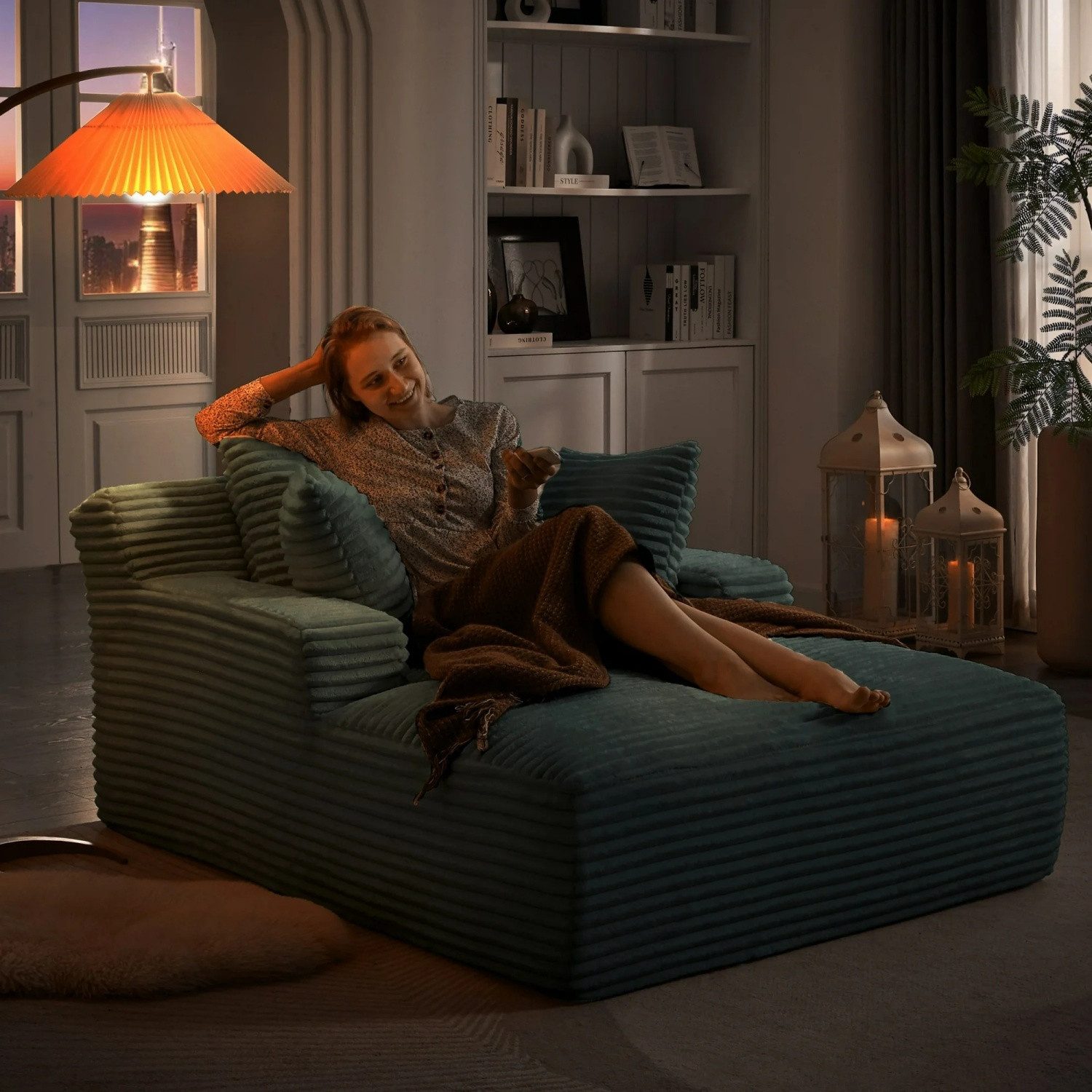 ANYSUN Sofa Cord-Schlafsofa mit 2 Kissen,Bequemes Einzelsitz-Bodensofa,Loungesofa, Relaxsessel Cord,Sessel,Loungesessel Cord,Lesesessel bequem, fur Wohnzimmer, Büro & Wohnung,Apartment,ohne Montage