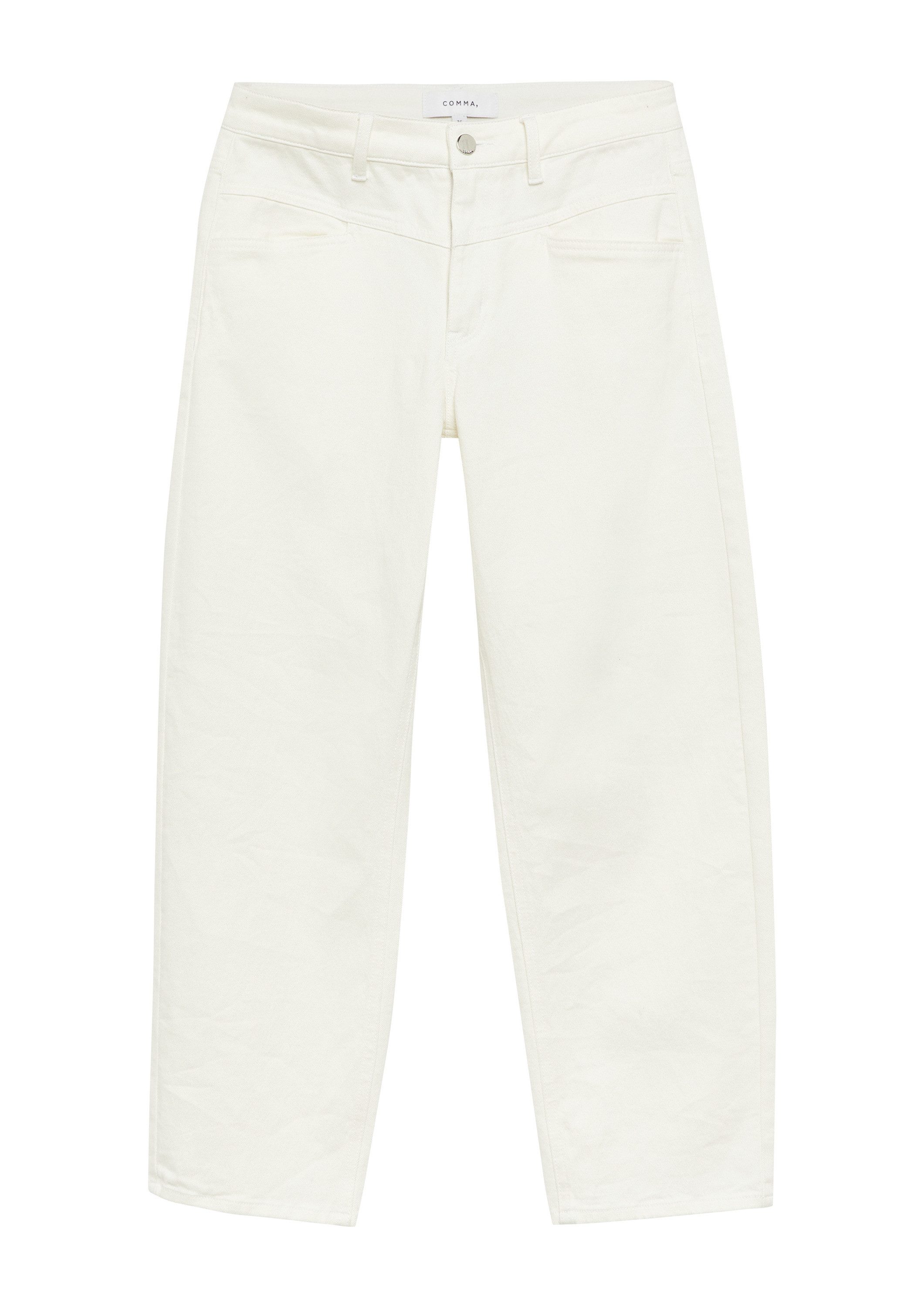 comma Weite Jeans Jeans-Hose Weiße Barrel-Leg-Denim im Relaxed Fit