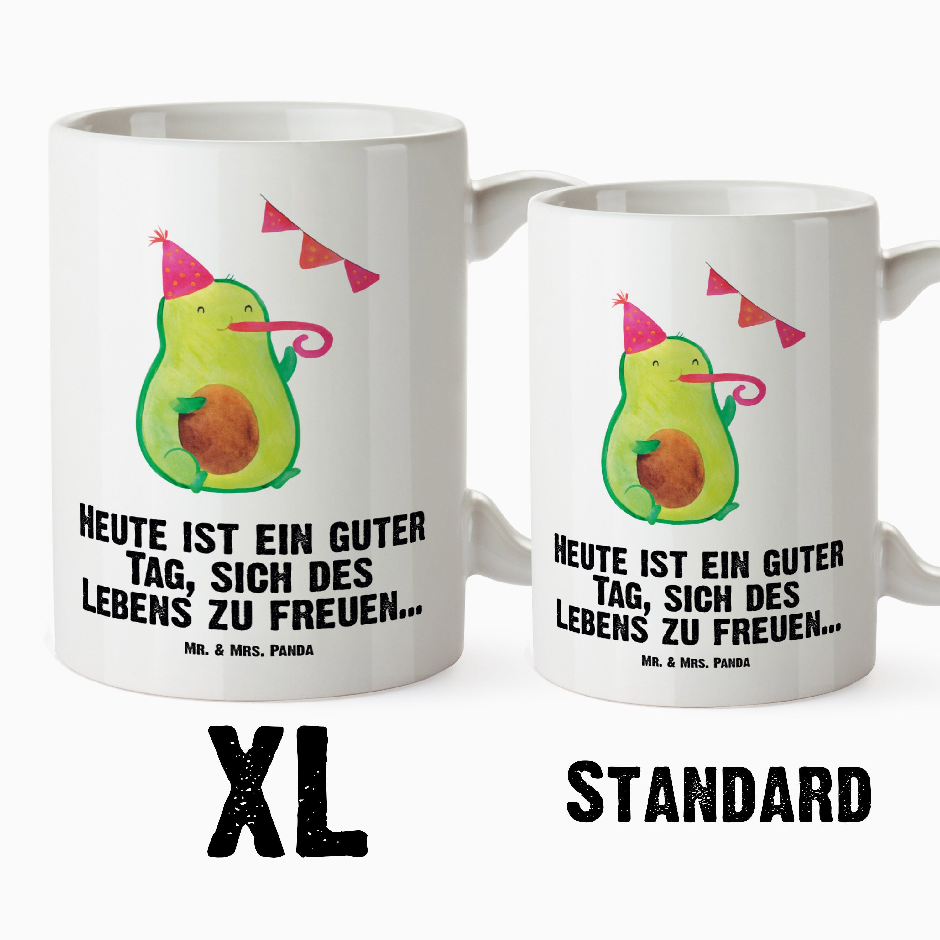 Kaffeetasse, Grosse Tasse Keramik - Bir, Panda XL Tasse - & Geschenk, Avocado Mr. Weiß Feier, Mrs. Happy Party