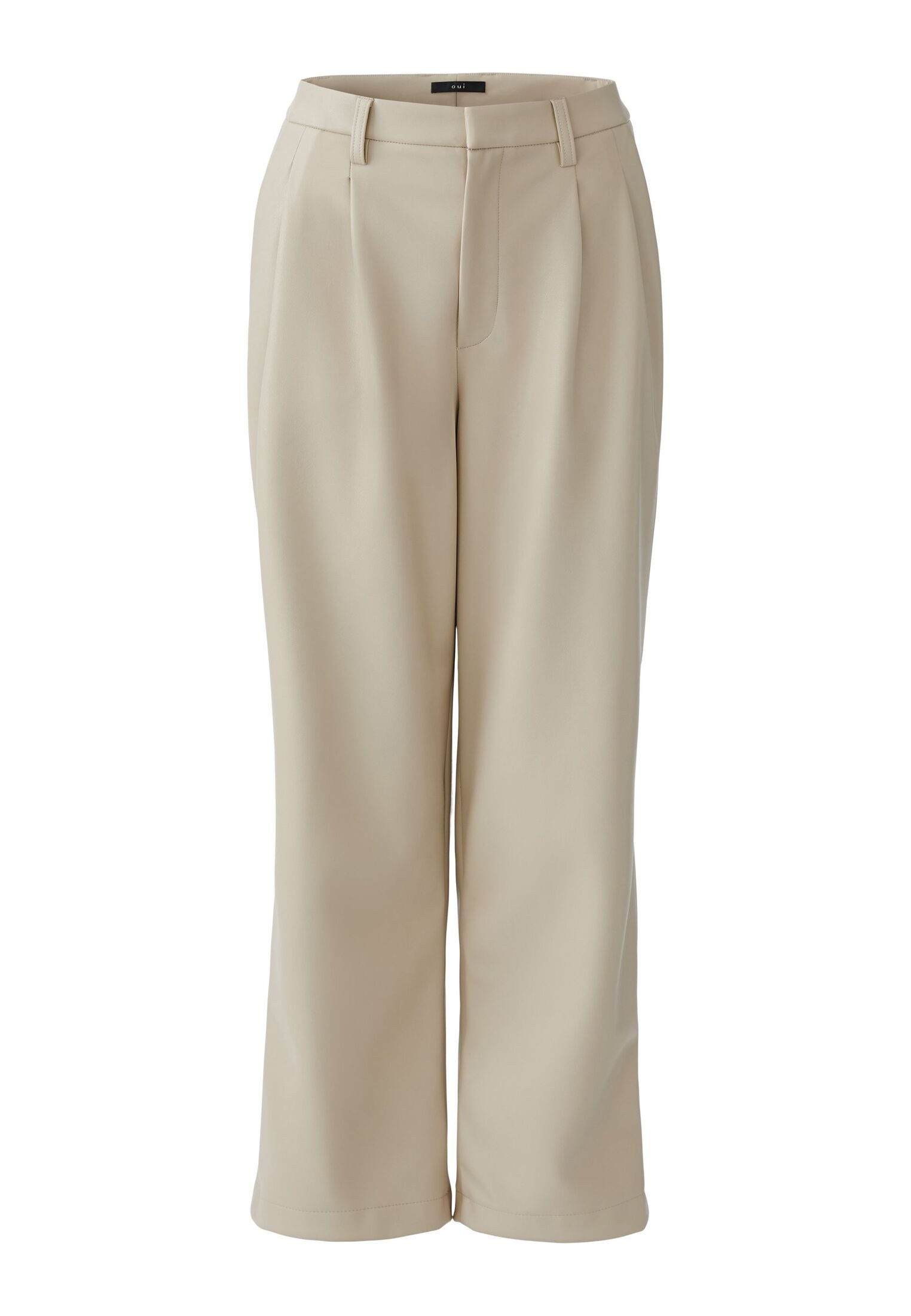 Oui Stoffhose Bundfaltenhose in Lederoptik günstig online kaufen