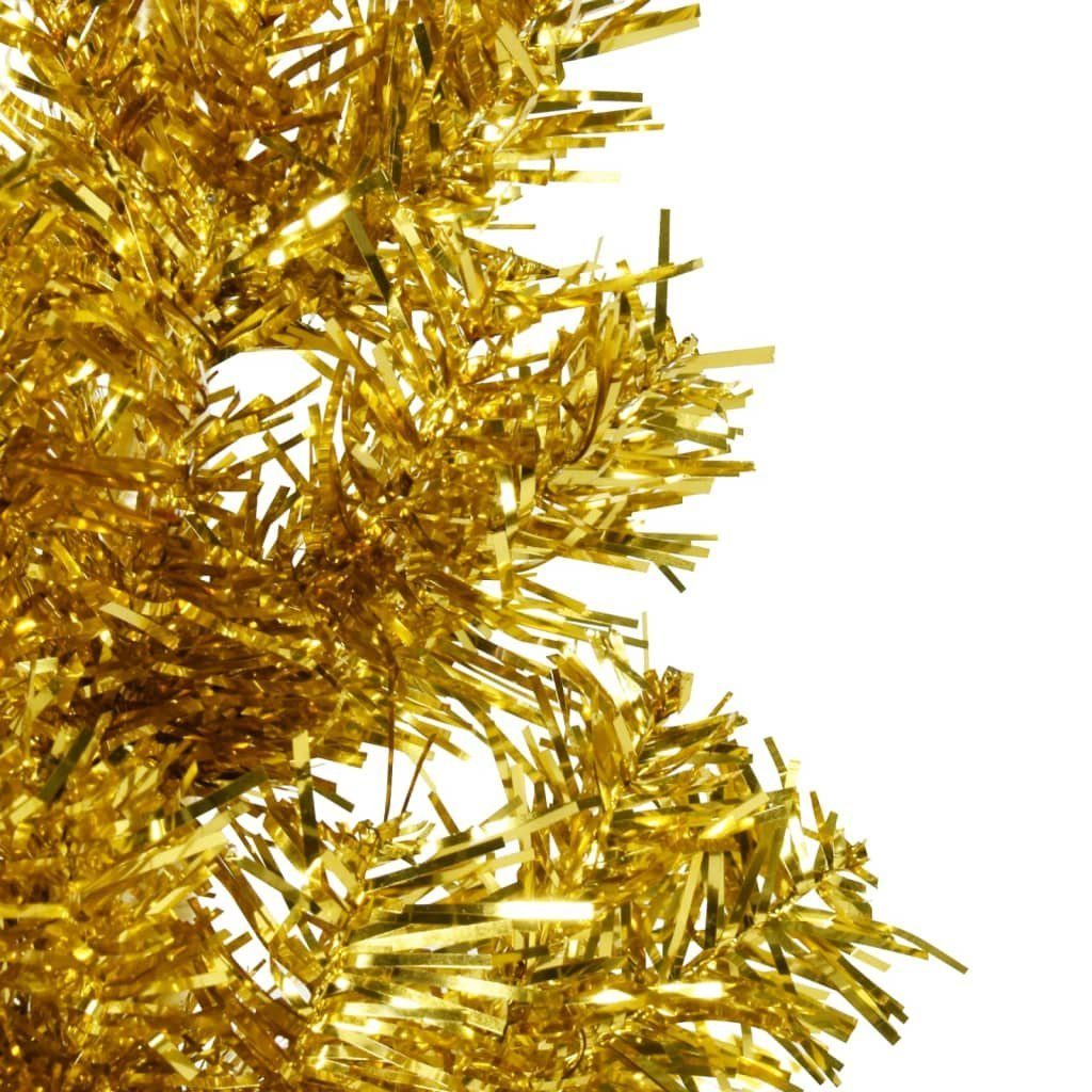 furnicato Künstlicher Weihnachtsbaum Ständer mit Gold Halb-Weihnachtsbaum Künstlicher 210 cm Schlank