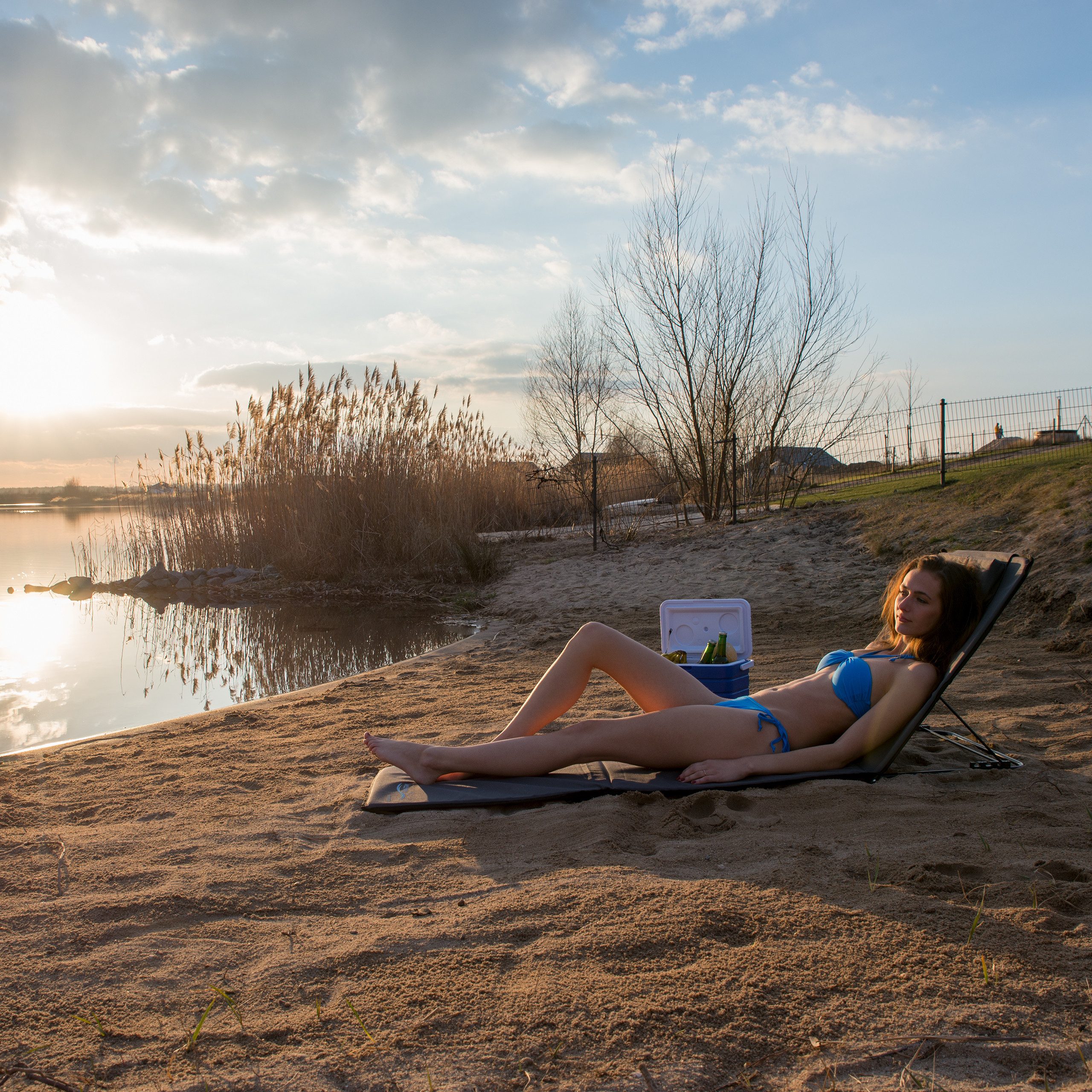 relaxdays Strandtuch Strandmatte XXL mit Kopfkissen, günstig online kaufen