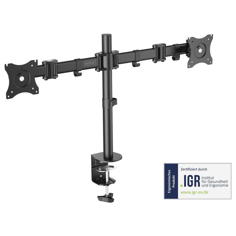 Digitus Monitor-Halterung Universal Dual Monitor Ständer mit Klemmbefestigung DA-90349