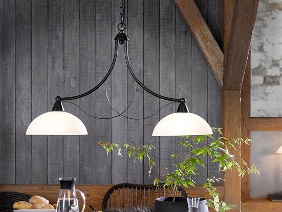 FISCHER & HONSEL LED Pendelleuchte, mit Glas Lampenschirm Landhaus-stil