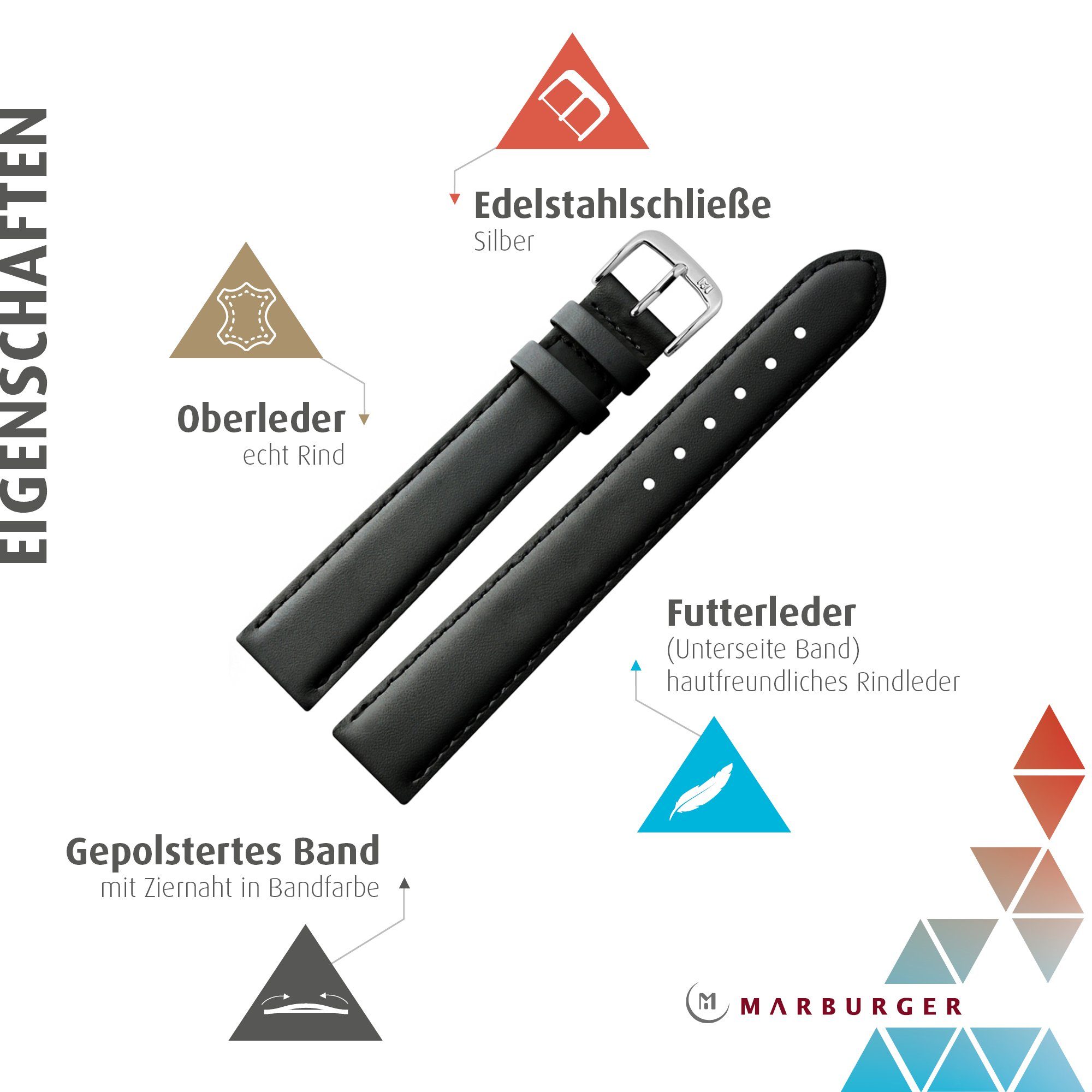 MARBURGER Uhrenarmband 22mm Leder XL Extra Lang günstig online kaufen