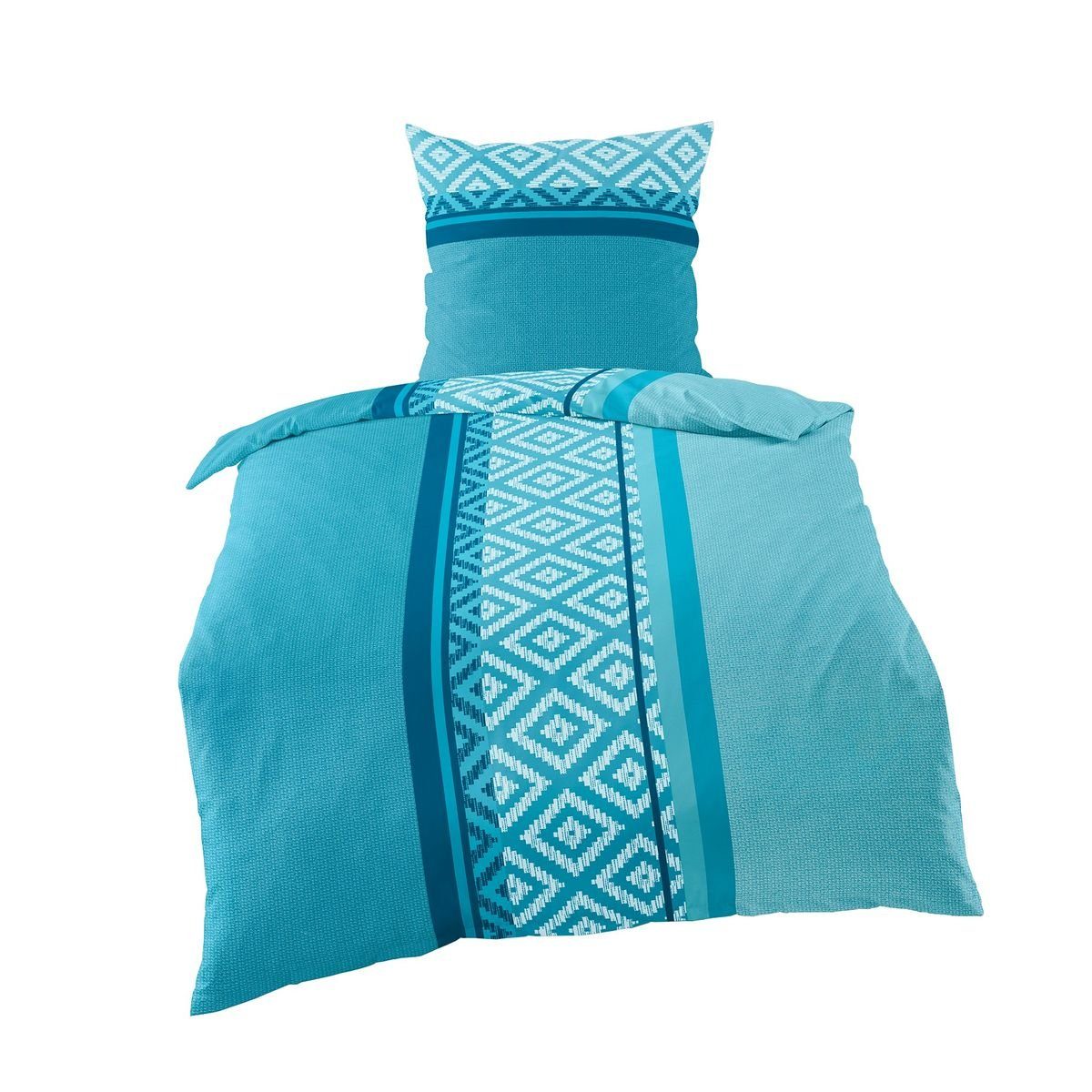 BIERBAUM Bettwäsche 135x200cm Ornamente Blau, Fleece, günstig online kaufen