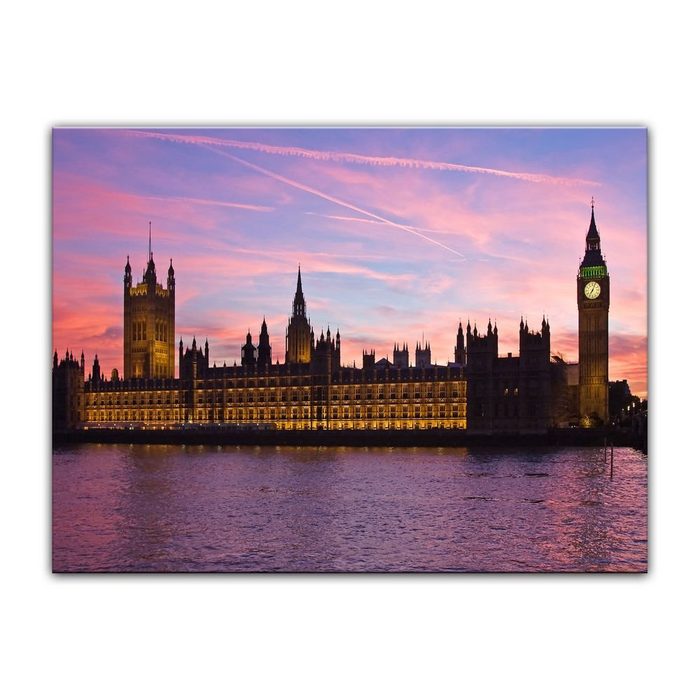 Bilderdepot24 Leinwandbild Big Ben an der Themse - London UK Städte