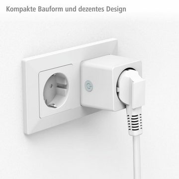 Hama WLAN-Steckdose WLAN Steckdose Mini Verbrauchsmesser o.Hub App-Sprachsteuerung 3.680W, max. 3680 W, Mit erhöhtem Berührungsschutz, Verbrauchsmesser