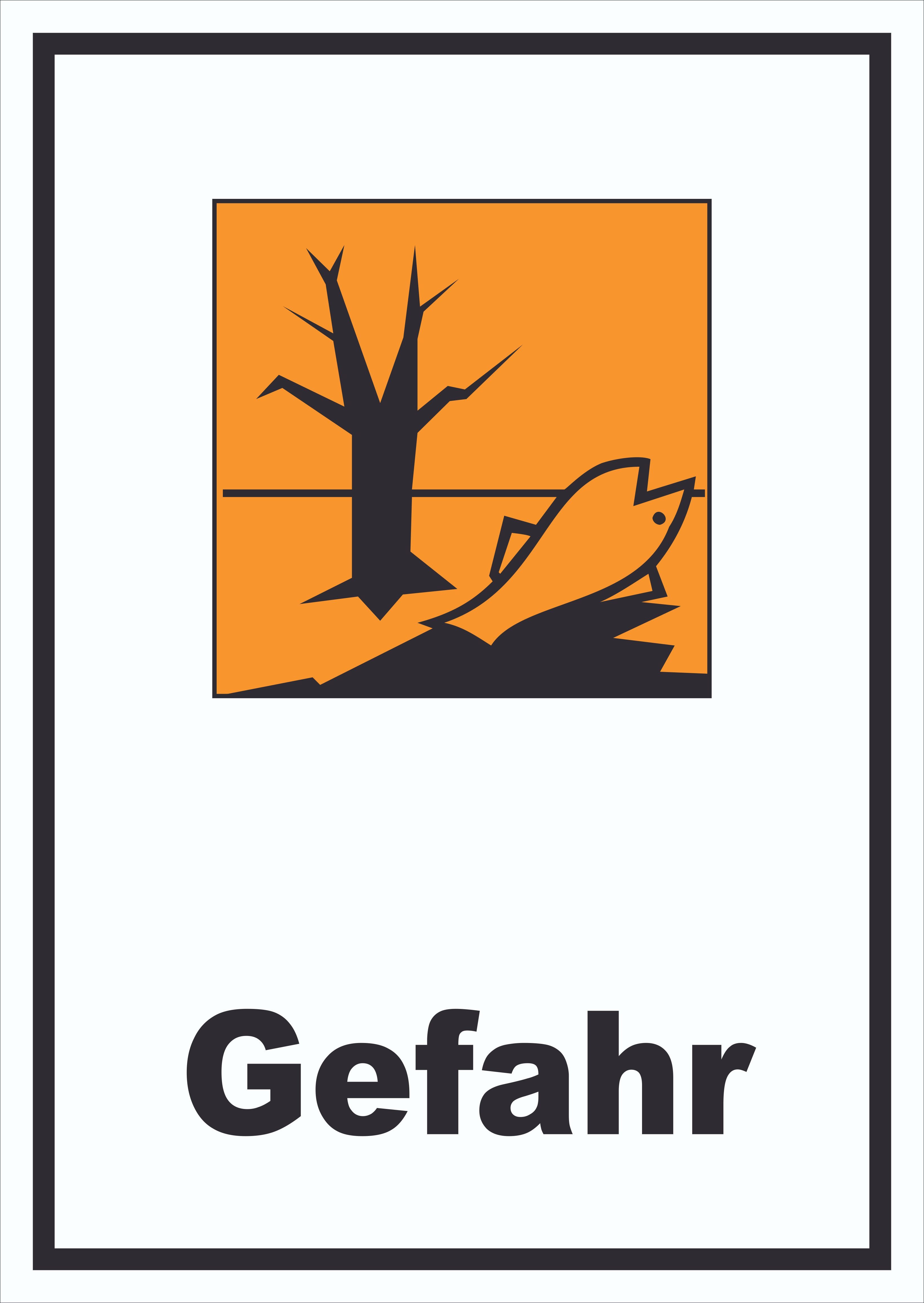 Hinweisschild Schild Gefahrensymbol Umweltgefährlich Gefahr hochkant