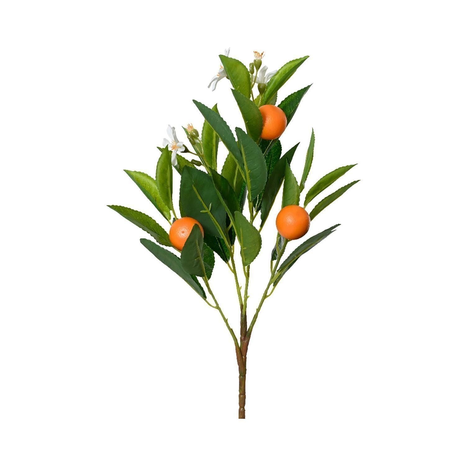 Kunstpflanze CITRON, Orange, Grün, Kunststoff, Naturgetreu, Orangenzweig, Kaemingk, Höhe 58 cm