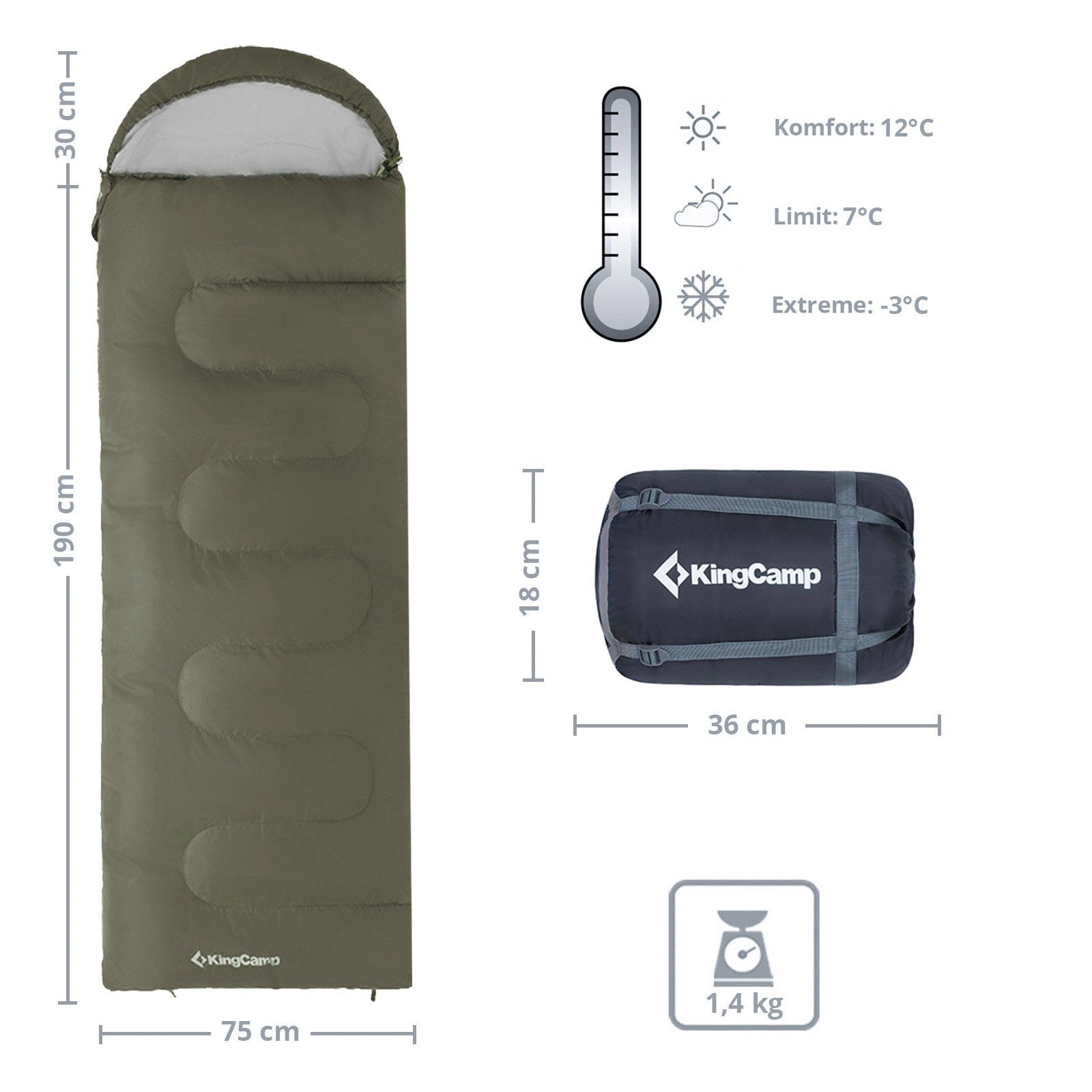 KingCamp Deckenschlafsack Decken Schlafsack Oasis 250 günstig online kaufen