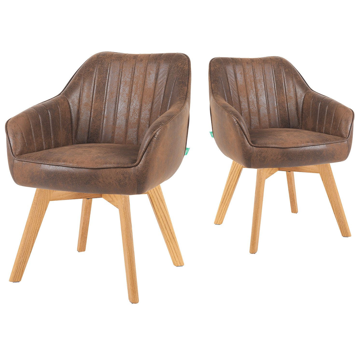 DUBI Möbel Polsterstuhl Mika-Finn 2er-Set, Federkern, Eiche geölt, 360° dre günstig online kaufen