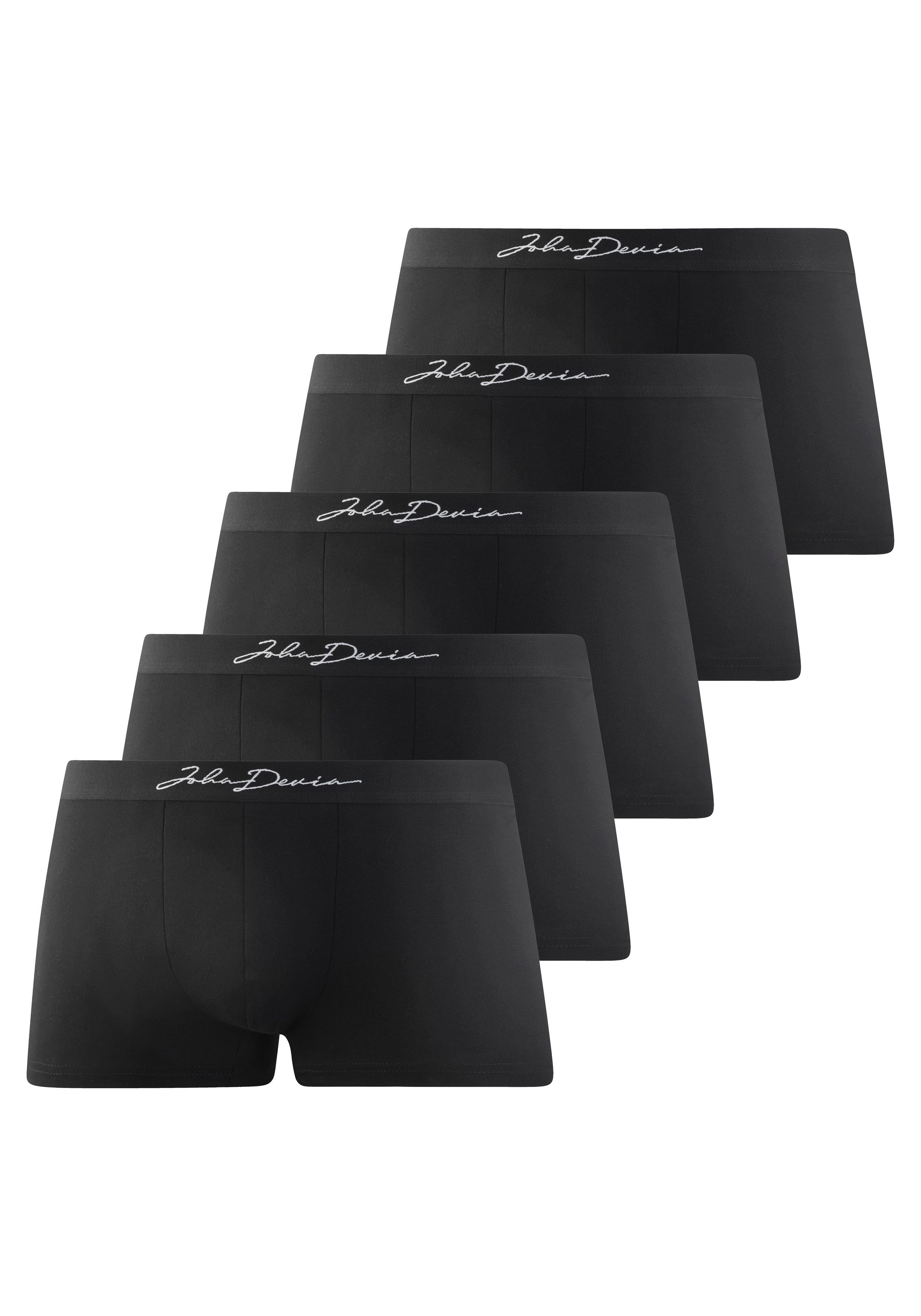John Devin Boxer Boxershorts für Herren (Packung, 5-St) mit schönem Schriftzug im Bund, Jersey-Material, unifarben