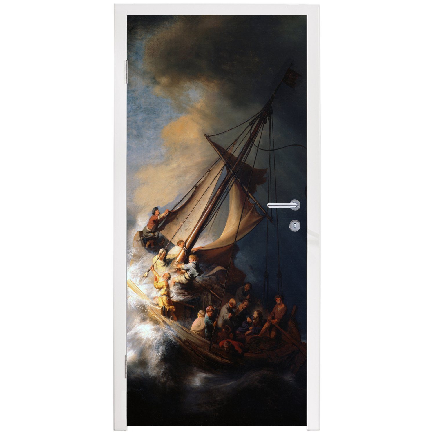 MuchoWow Türtapete Der See van Rijn, - Sturm dem 75x205 für Fototapete (1 St), auf bedruckt, cm Genezareth Matt, Tür, Rembrandt Türaufkleber