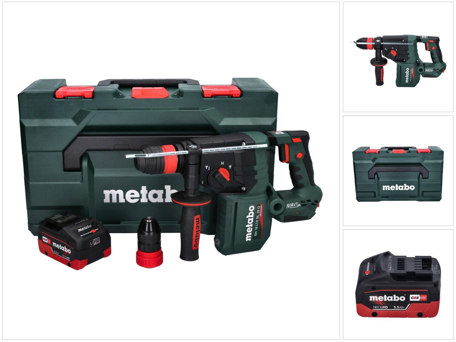 metabo Akku-Bohrhammer KH 18 LTX BL 28 Q Akku Bohrhammer 18 V 3 J SDS plus Brushless + 1x Ak