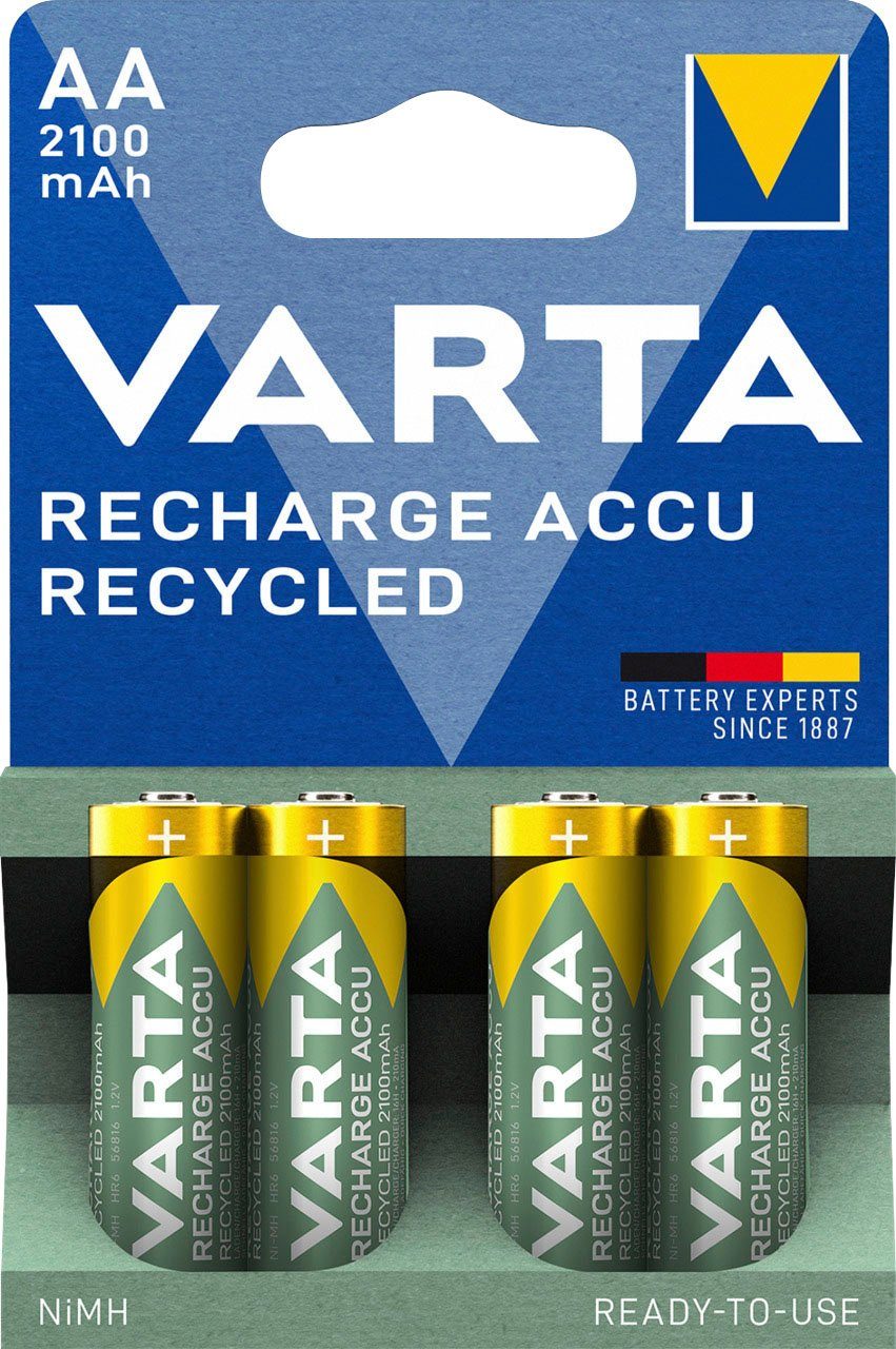 Akkus VARTA mAh Mignon St), 4 Akku Recharge Accu wiederaufladbar wiederaufladbare VARTA V, Recycled (1,2 2100