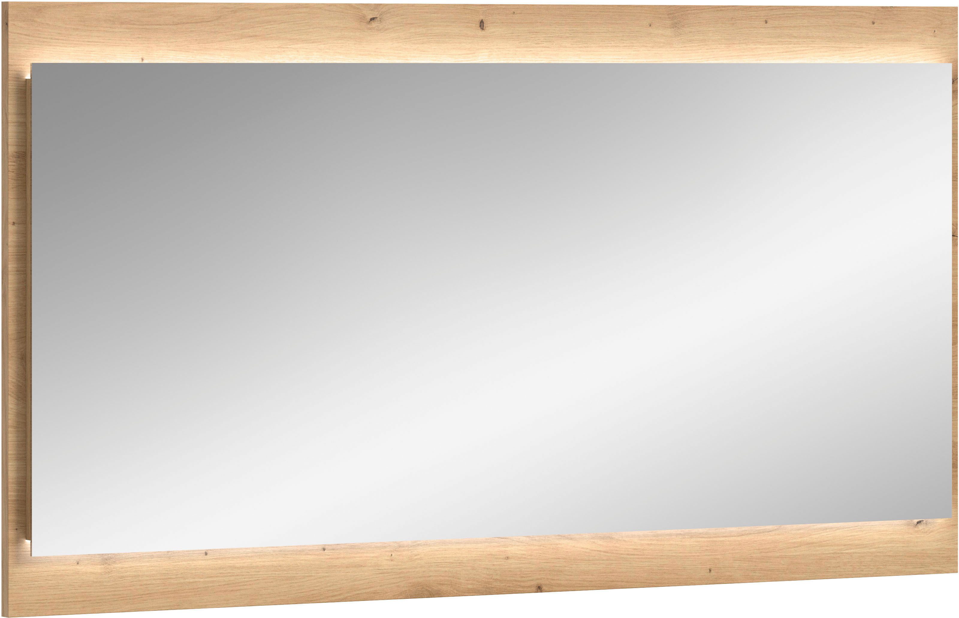 Home affaire Wandspiegel EVRID, Breite 110 cm, Rahmenoptik, farblich abgesetze Trägerplatte (inklusive Beleuchtung), Spiegel, Garderobenspiegel, Flurspiegel, Dielenspiegel, Spiegelpaneel