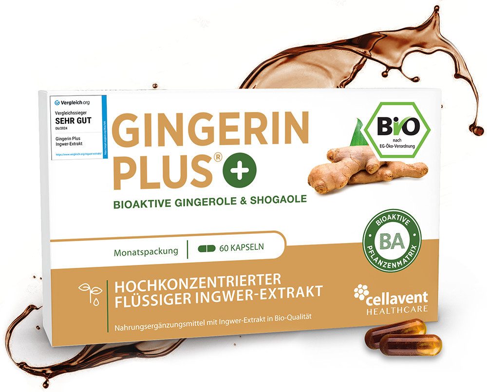 Cellavent Healthcare Bioaktiver Ingwer-Extrakt - Gingerin PLUS Kapseln