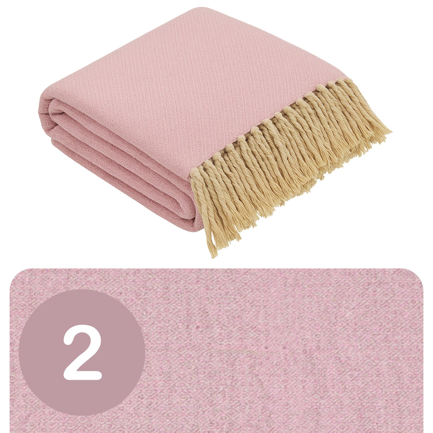 Marrakesch Orient & Mediterran Interior Tagesdecke 2er Set Calix Tagesdecke Decke Pink 125x150 aus Baumwolle, Boho Deko