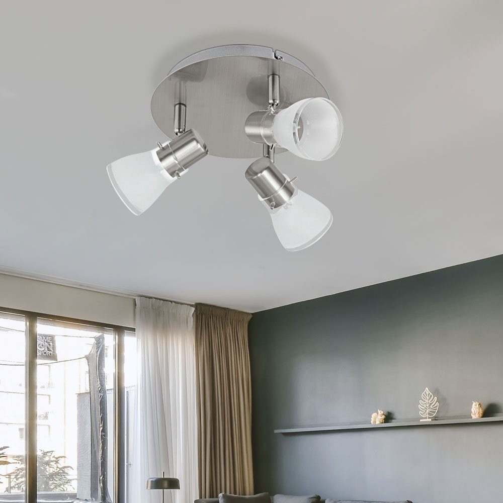 verbaut, Warmweiß, LED-Leuchtmittel LED satiniert LED Deckenleuchte fest Deckenlampe Wohnzimmer Deckenleuchte, etc-shop Glas