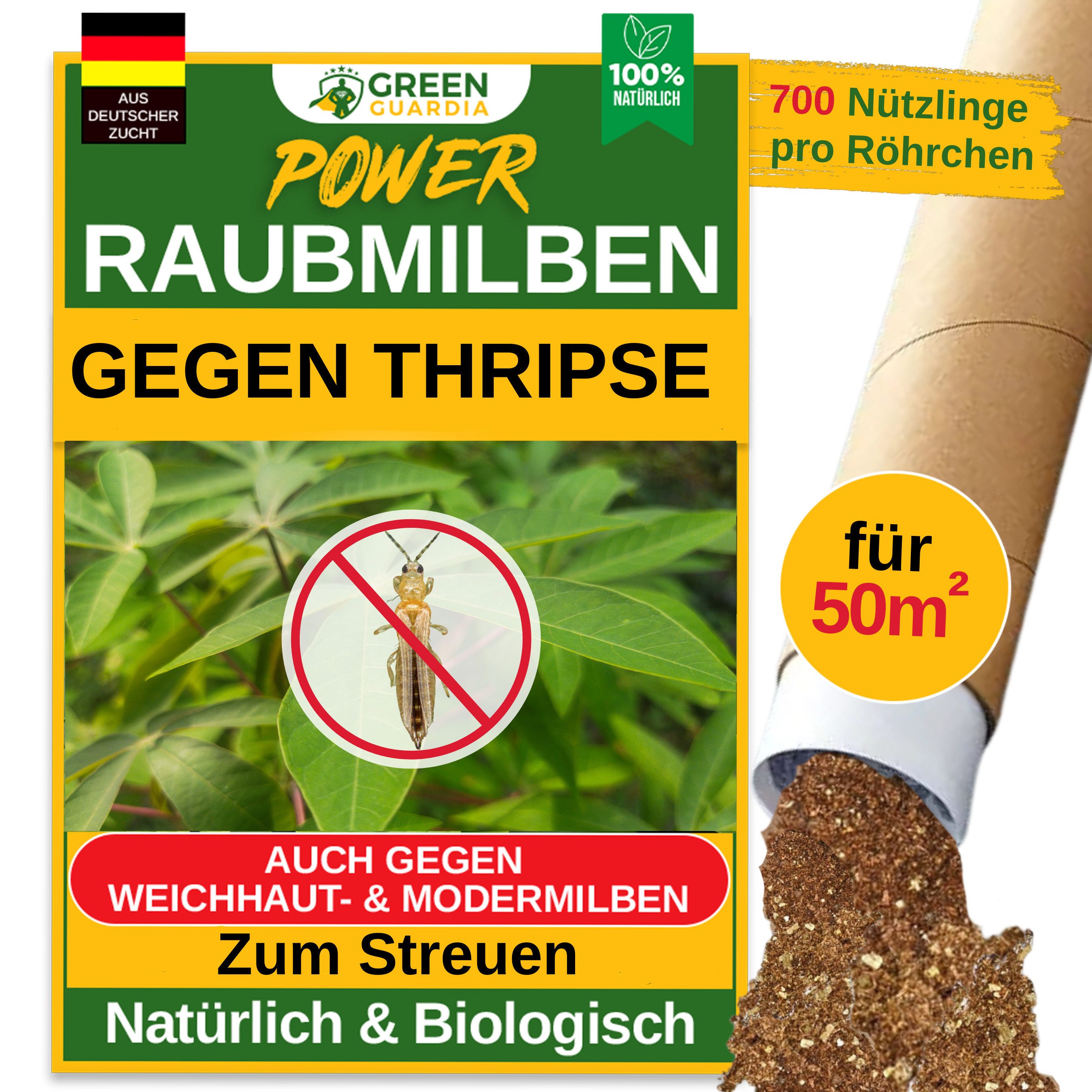 Insektenvernichter Raubmilben gegen Thripse - Streuware zum Streuen, umweltfreundlich