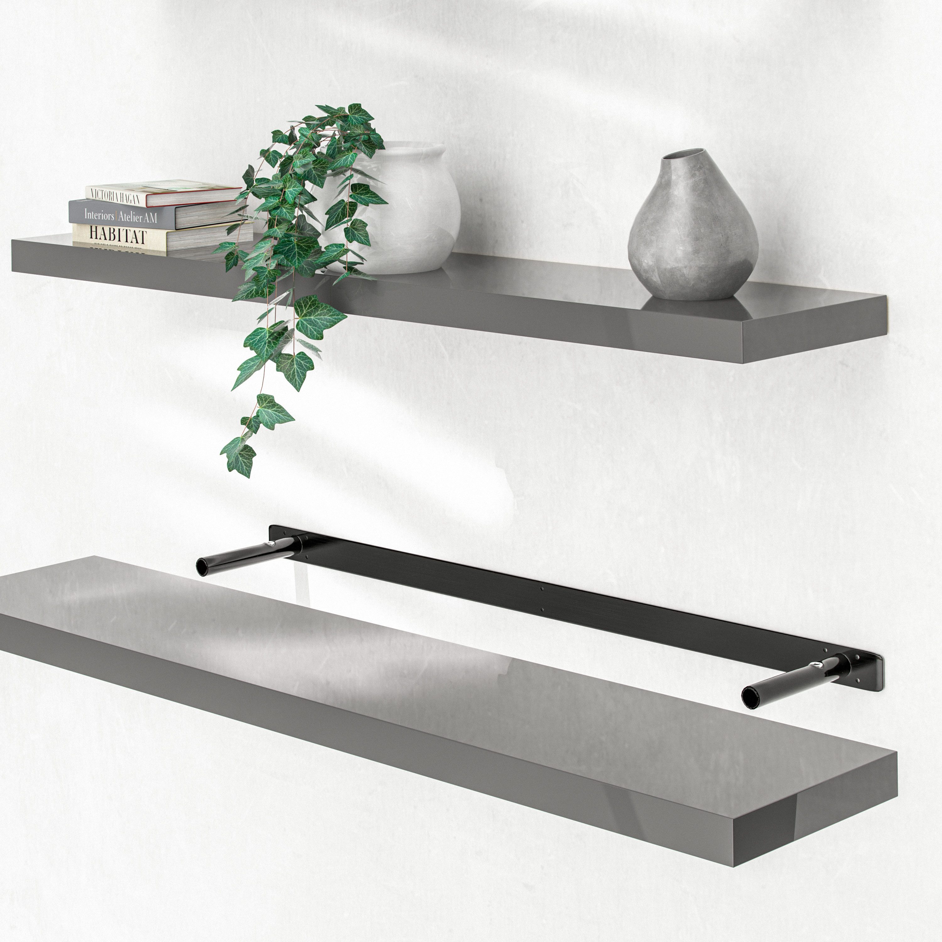 Casaria Wandboard, Grau Hängeregal mit Halterung 15kg Tragkraft Küche Hochg günstig online kaufen