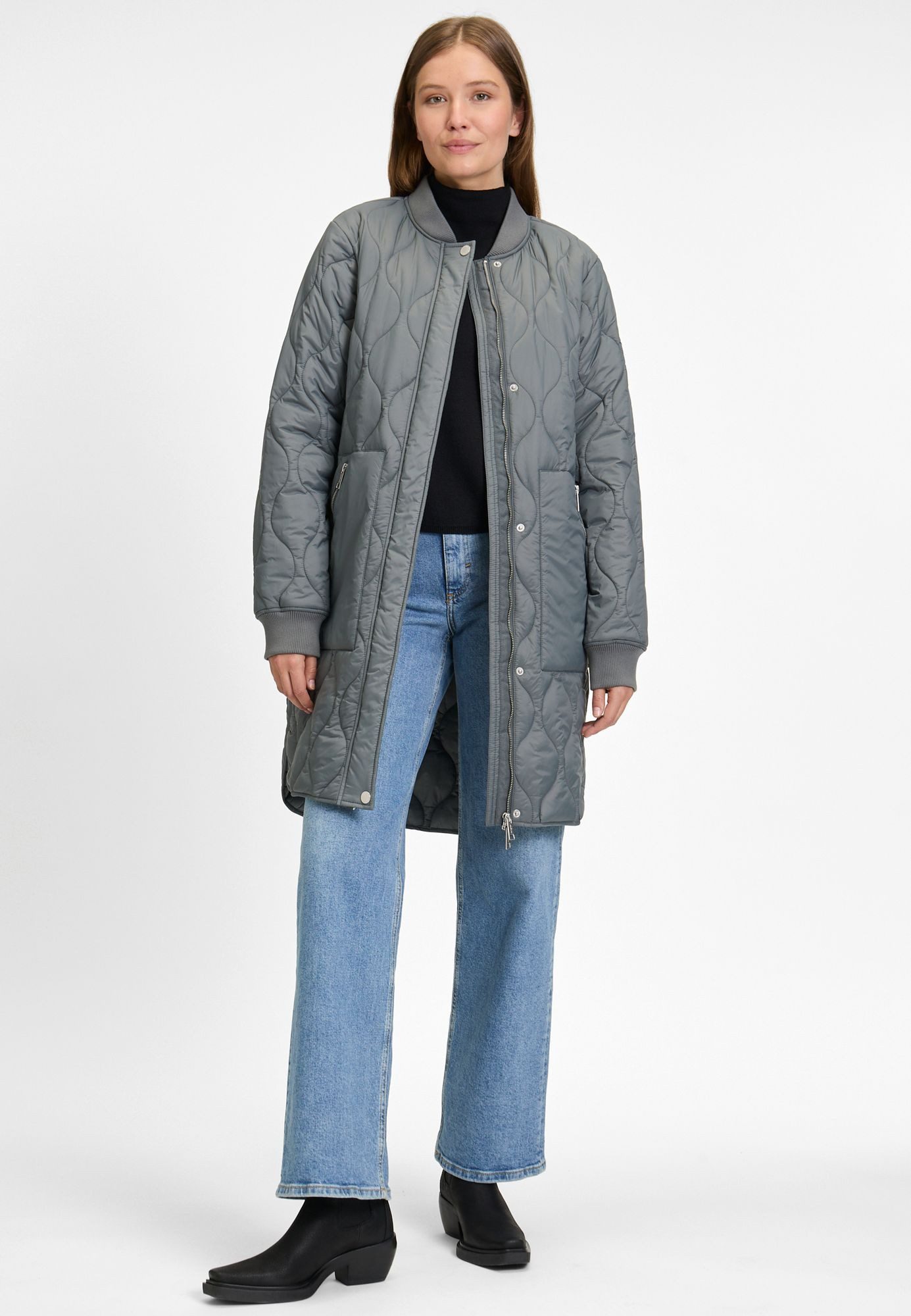 COVERED Steppmantel Brenda L60402CO Ripp-Kragen, 2-Wege-RV, Unifi REPREVE® günstig online kaufen