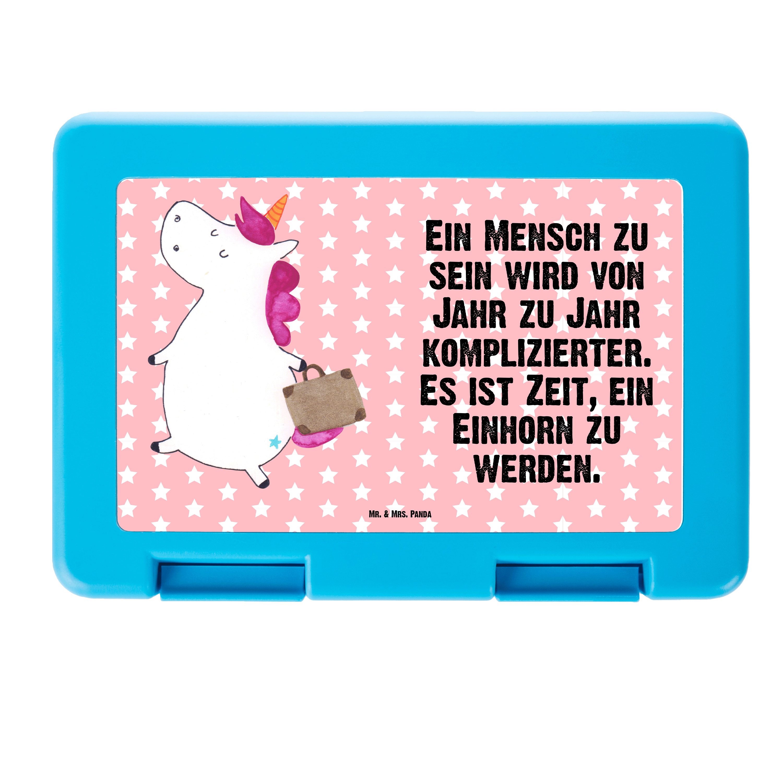 Premium Mrs. Mr. Geschenk, Butterdose Koffer - Einhorn - Snackbox, witzig, Panda u, Brotbox, Rot Kunststoff, (1-tlg) Pastell &