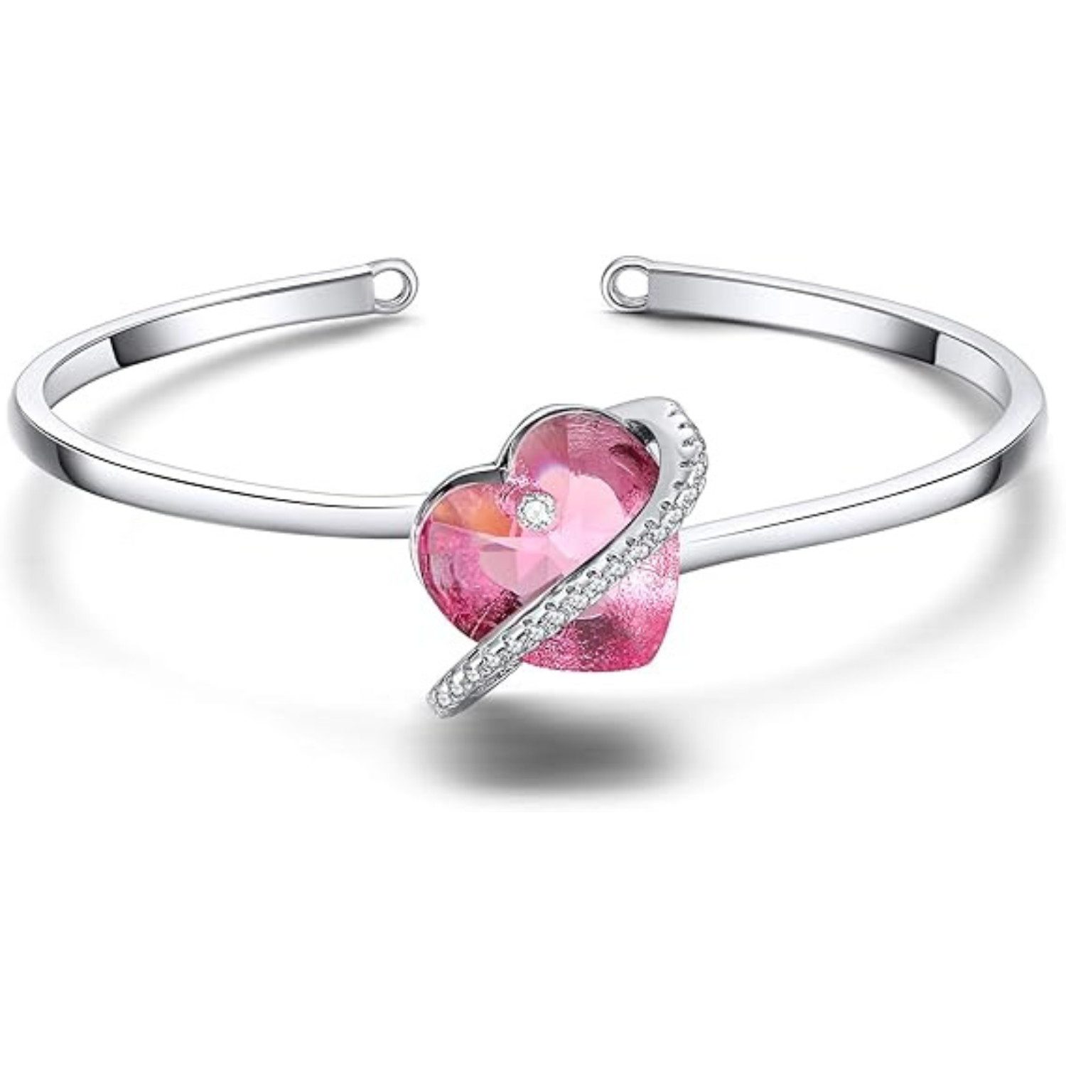 Lisandra Scott Armreif verstellbar mit funkelnden Herz Stein Kristallen - Armband für Damen, Funkelnder Herz-Armreif – verstellbar, edel & ideal als Geschenk