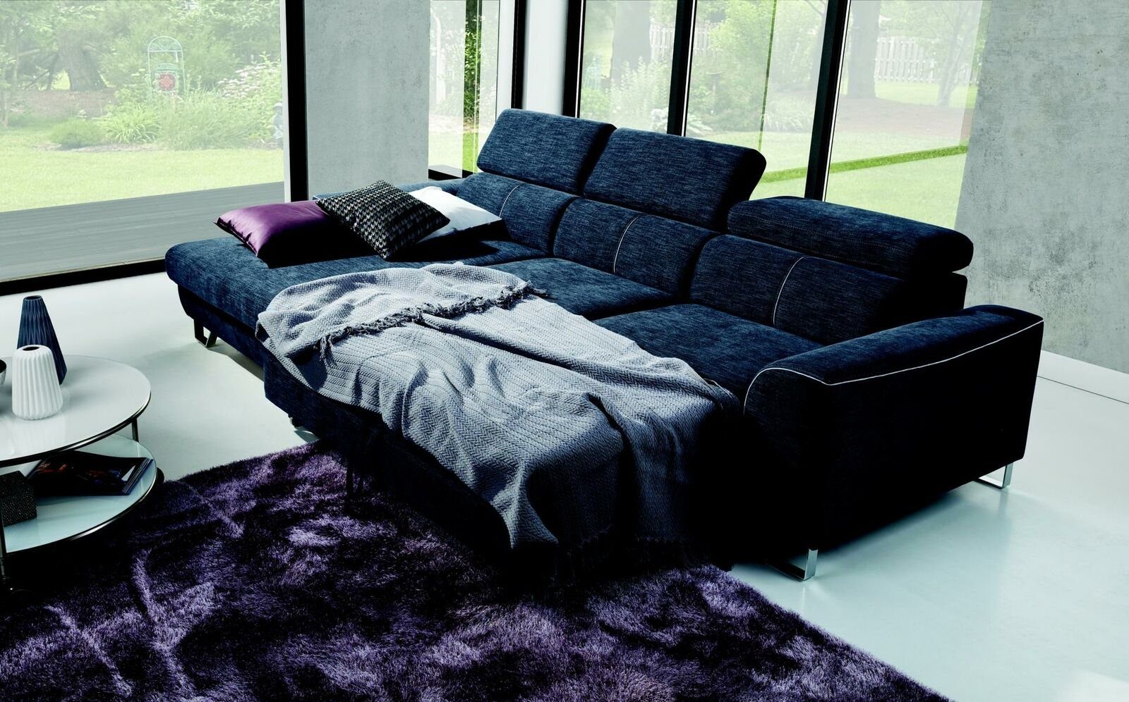 Stoff Sofa Eck Grün-Blau JVmoebel Ecksofa, Couch Blaue Garnitur Polster Wohnlandschaft Design