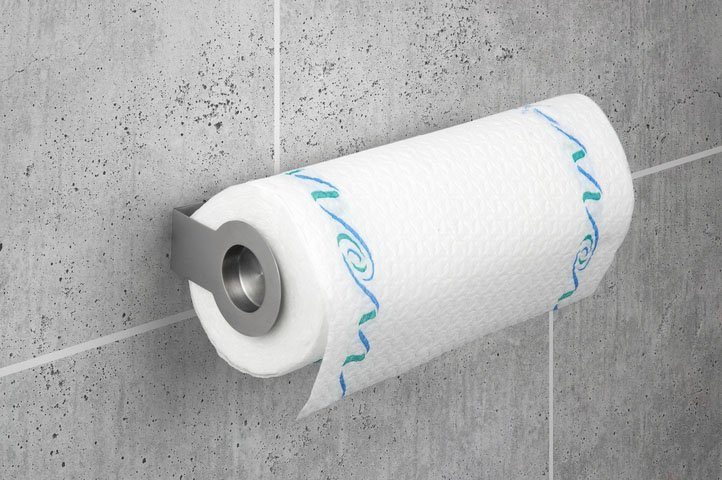 WENKO Küchenrollenhalter Modell Cerri, Papierrollenhalter für die Küche zur Wandmontage, rostfreier Edelstahl