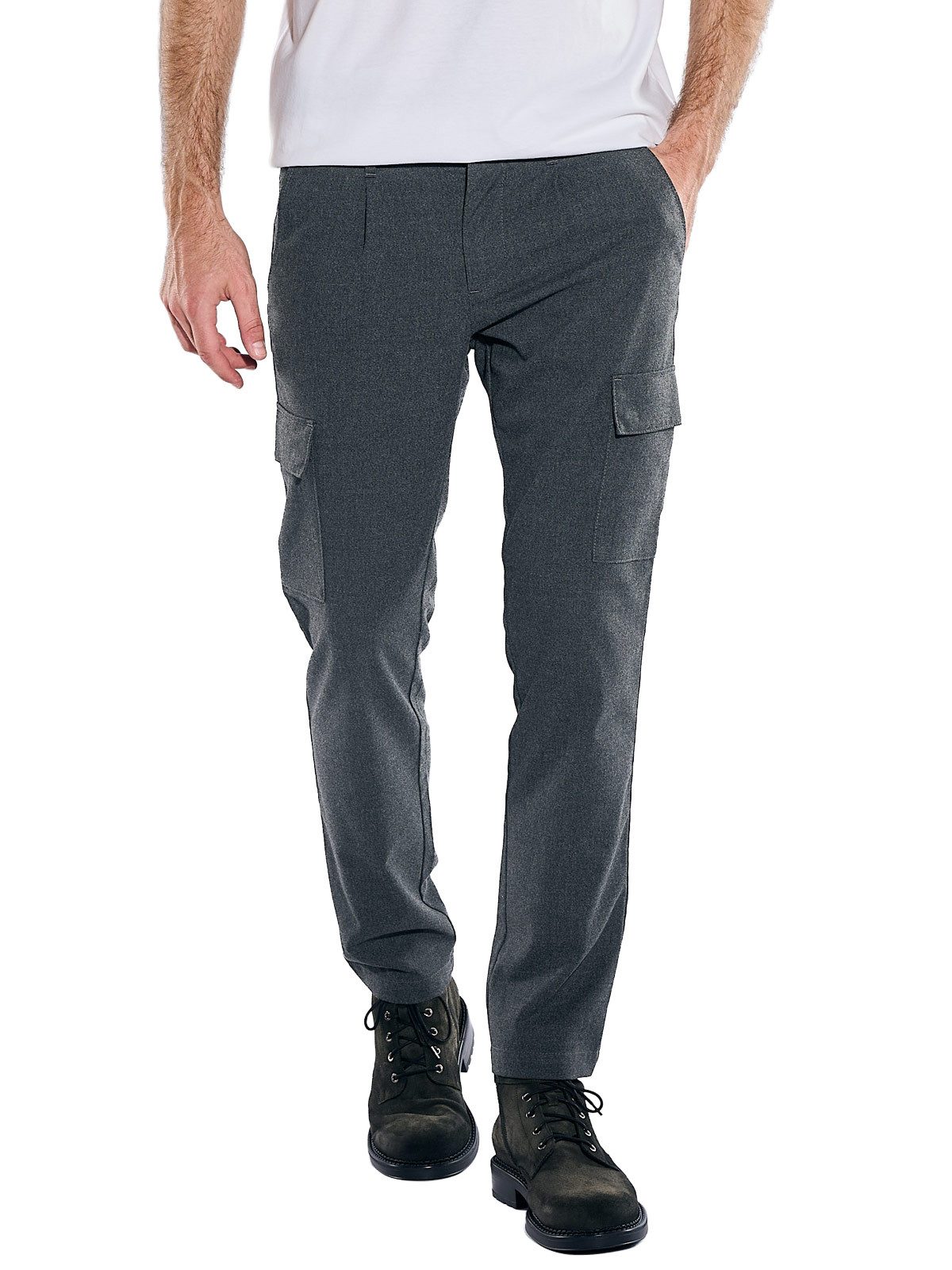 emilio adani Cargohose Herren Cargo-Hose mit Bundfalten, Anthrazit