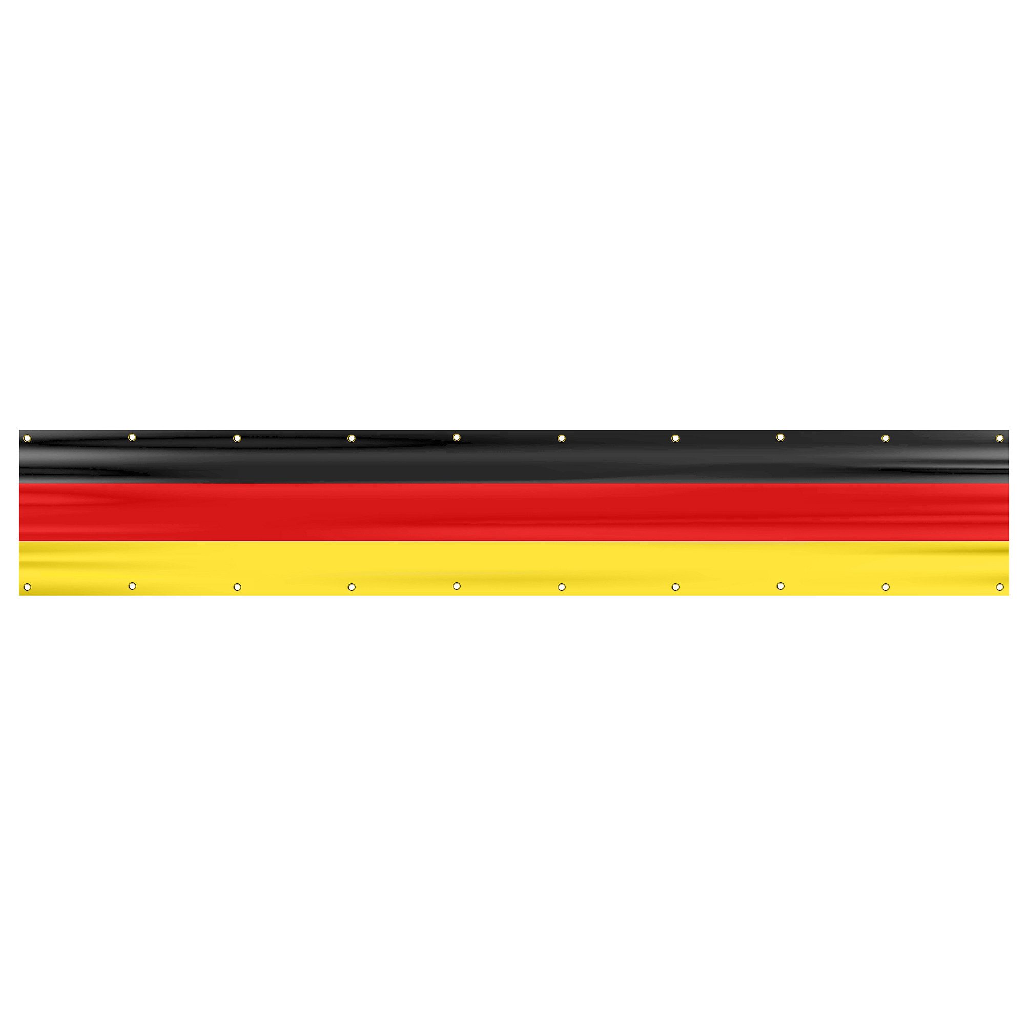 Taffstyle Fahne  Deutschland XXXL Balkonflagge Umrandung 500cm x 83cm Sichtschutz (Deutschland Fanbanner für Balkon Garten Zaun Fußball und Public Viewing), doppelt genähnt