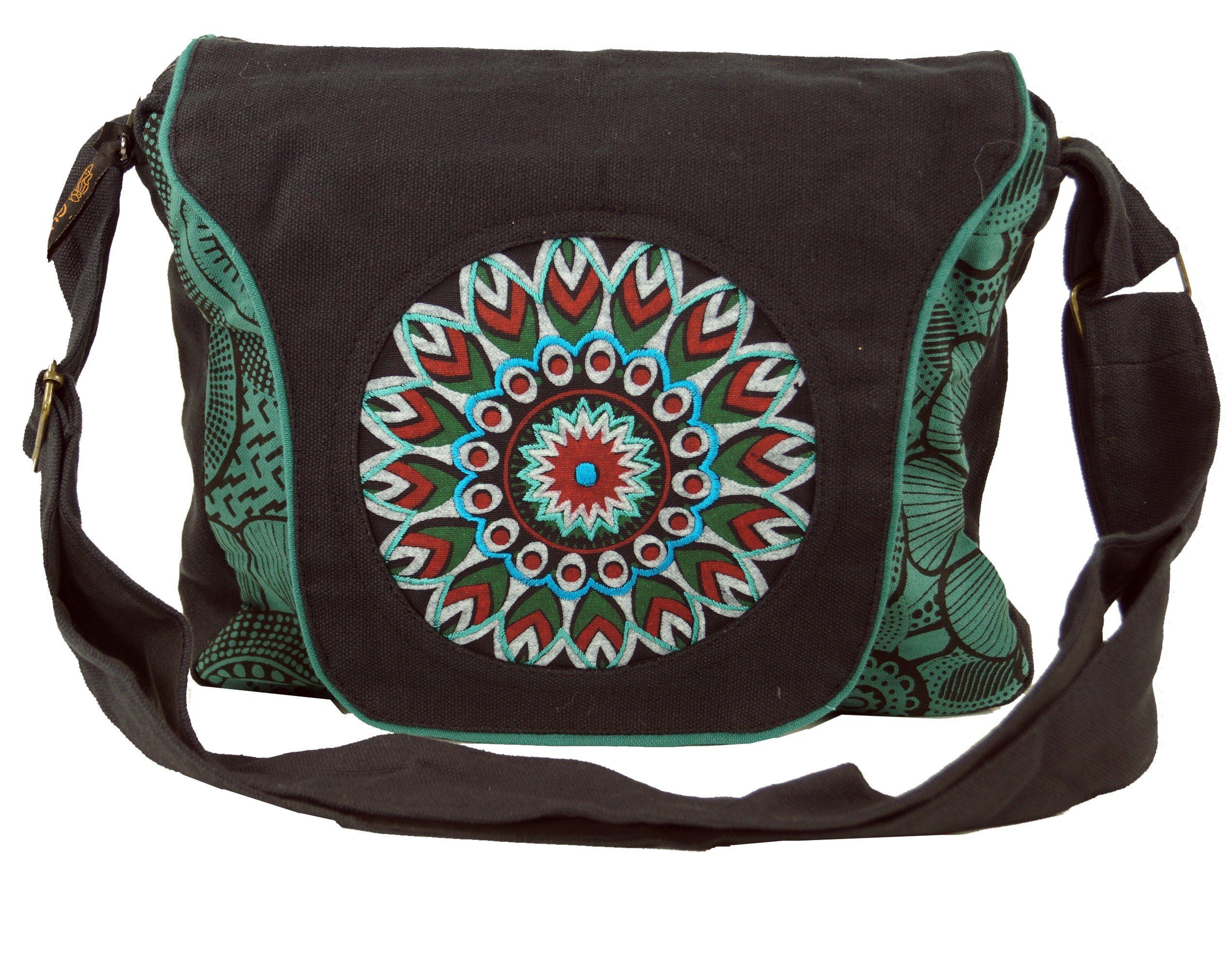 Guru-Shop Schultertasche Schultertasche, Hippie Tasche, Goa Tasche,.. schwarz/blau