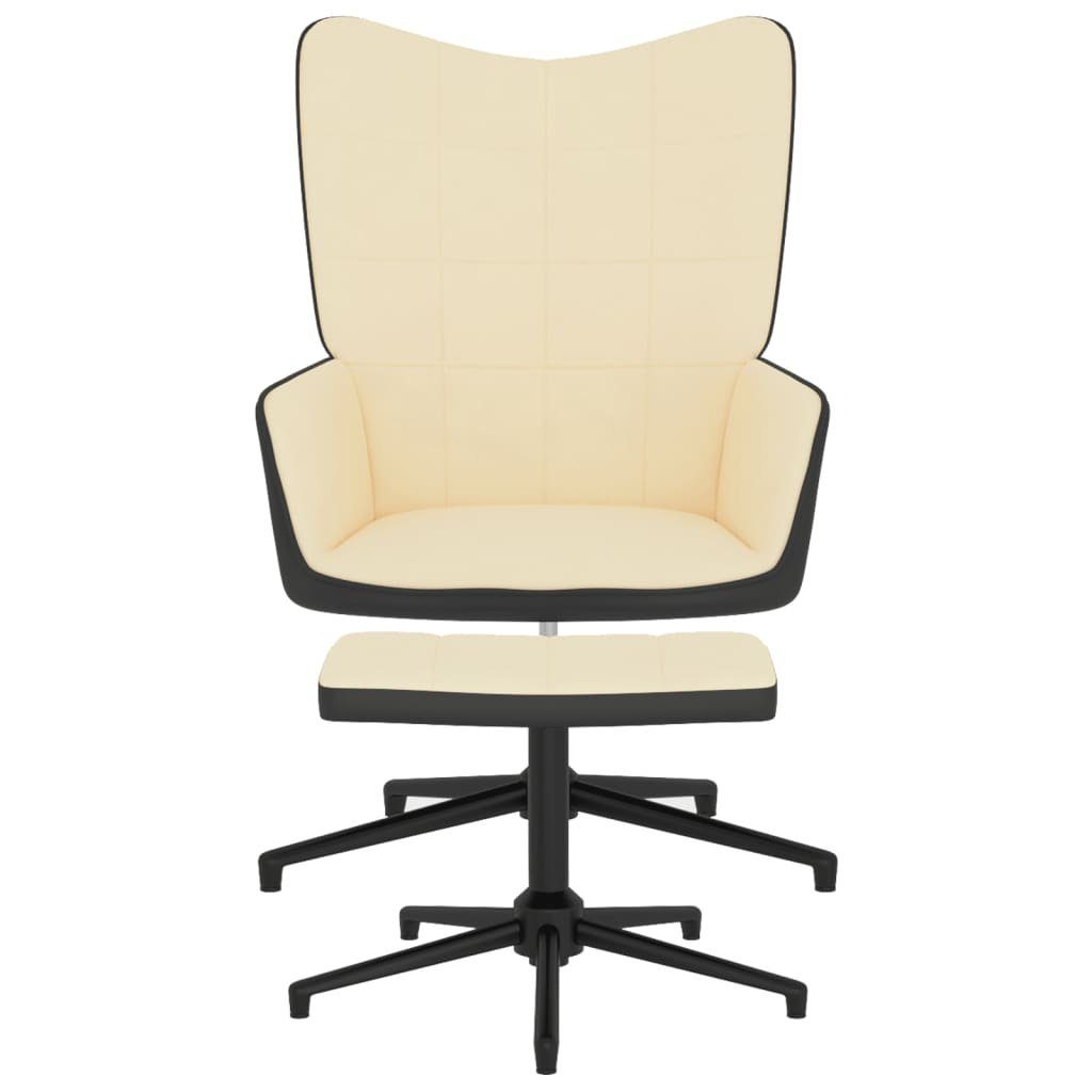 furnicato Sessel mit Samt Cremeweiß PVC Hocker Relaxsessel und