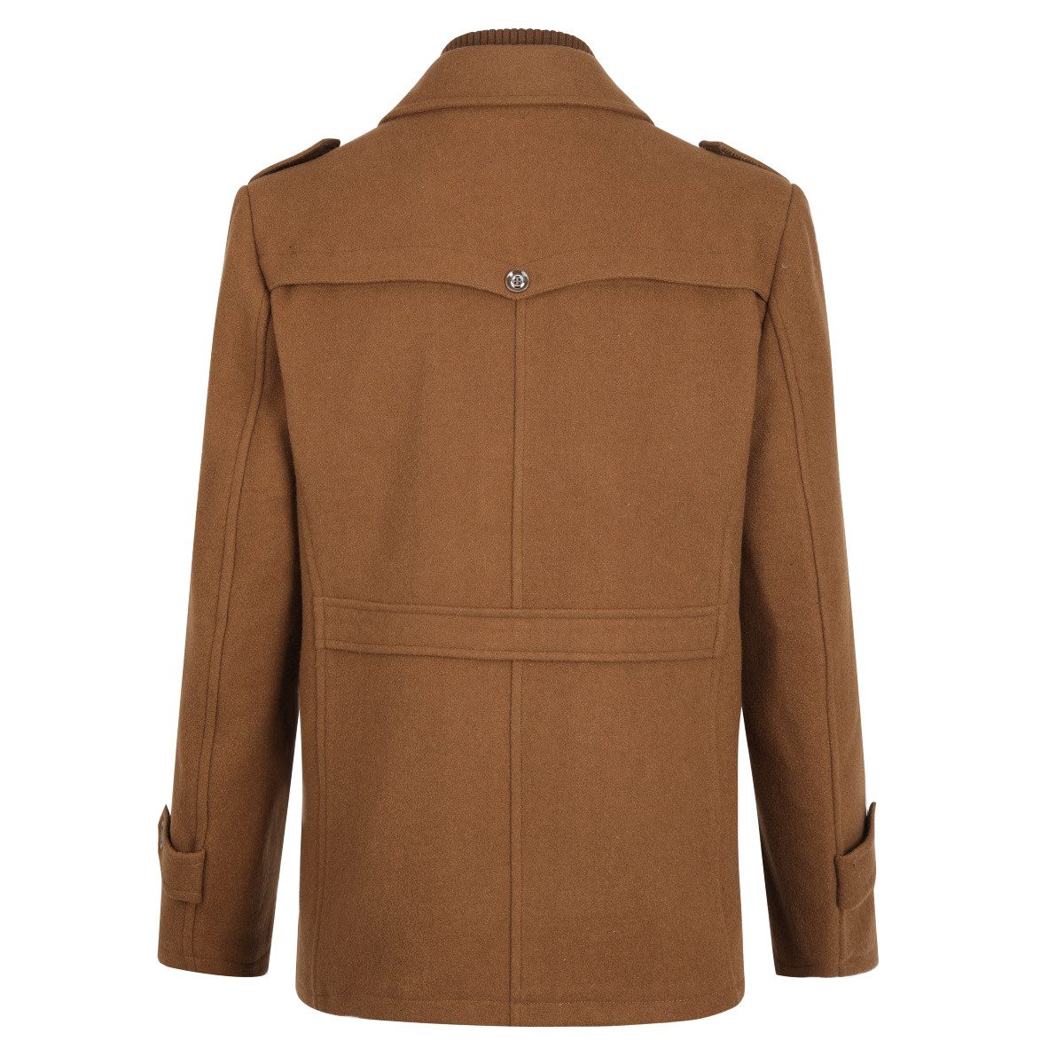 Allthemen Kurzmantel Herren Slim Fit Wollmantel mit abnehmbarem Doppelkragen Wintermantel