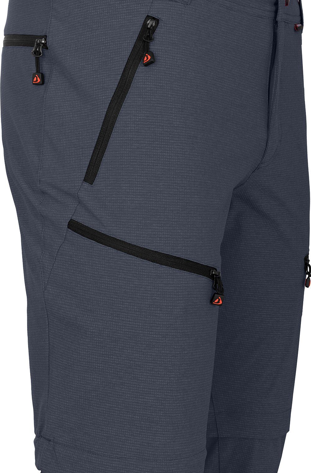 Bergson Zip-off-Hose Herren elastisch, robust, Normalgrößen, grau/blau LEBIKO Zipp-Off Wanderhose