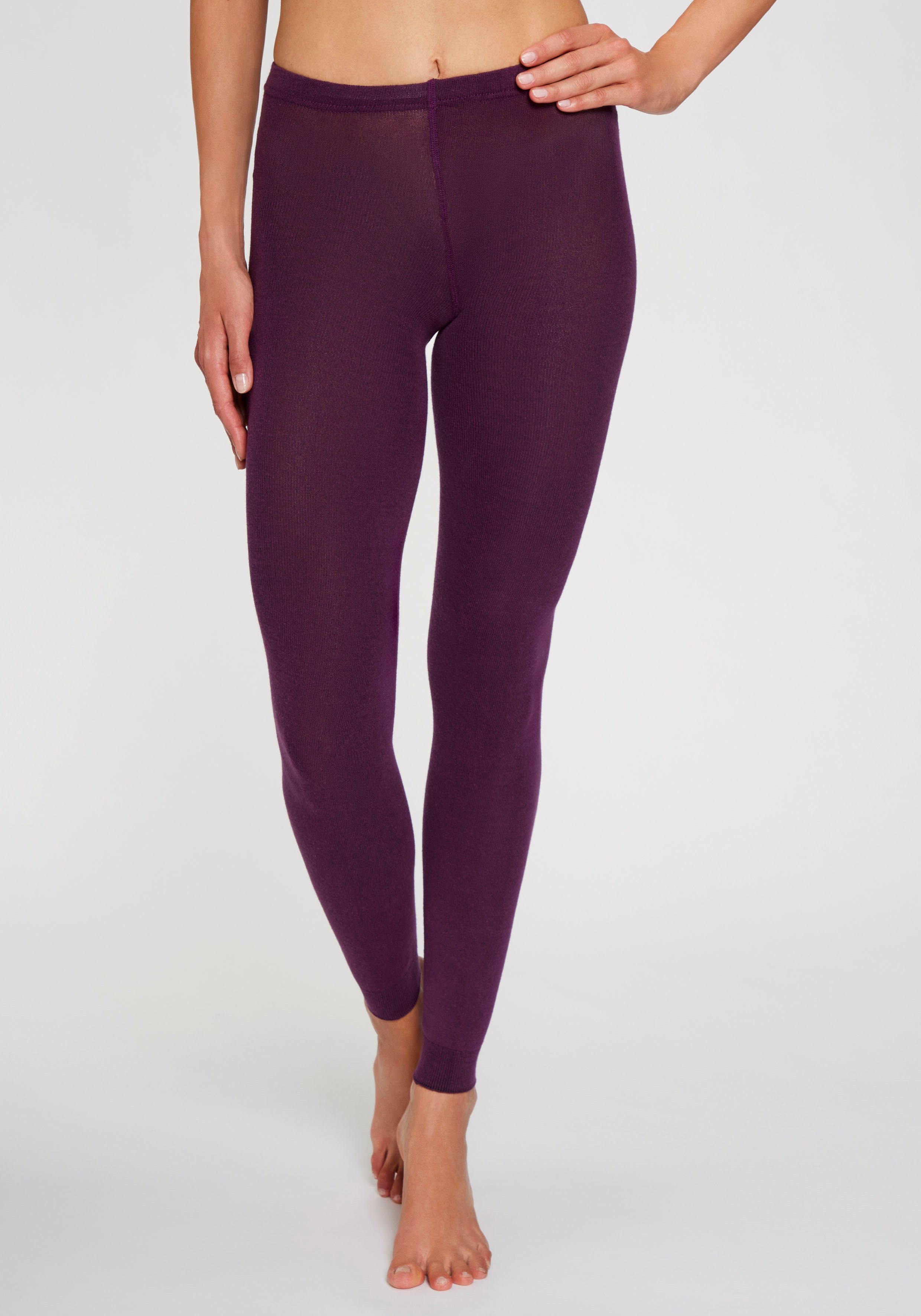 Lavana Strickstrumpfleggings Baumwoll Strumpfhose ohne Fuß, Uni Farben Thermosan, fein gestrickt, weich und elastisch